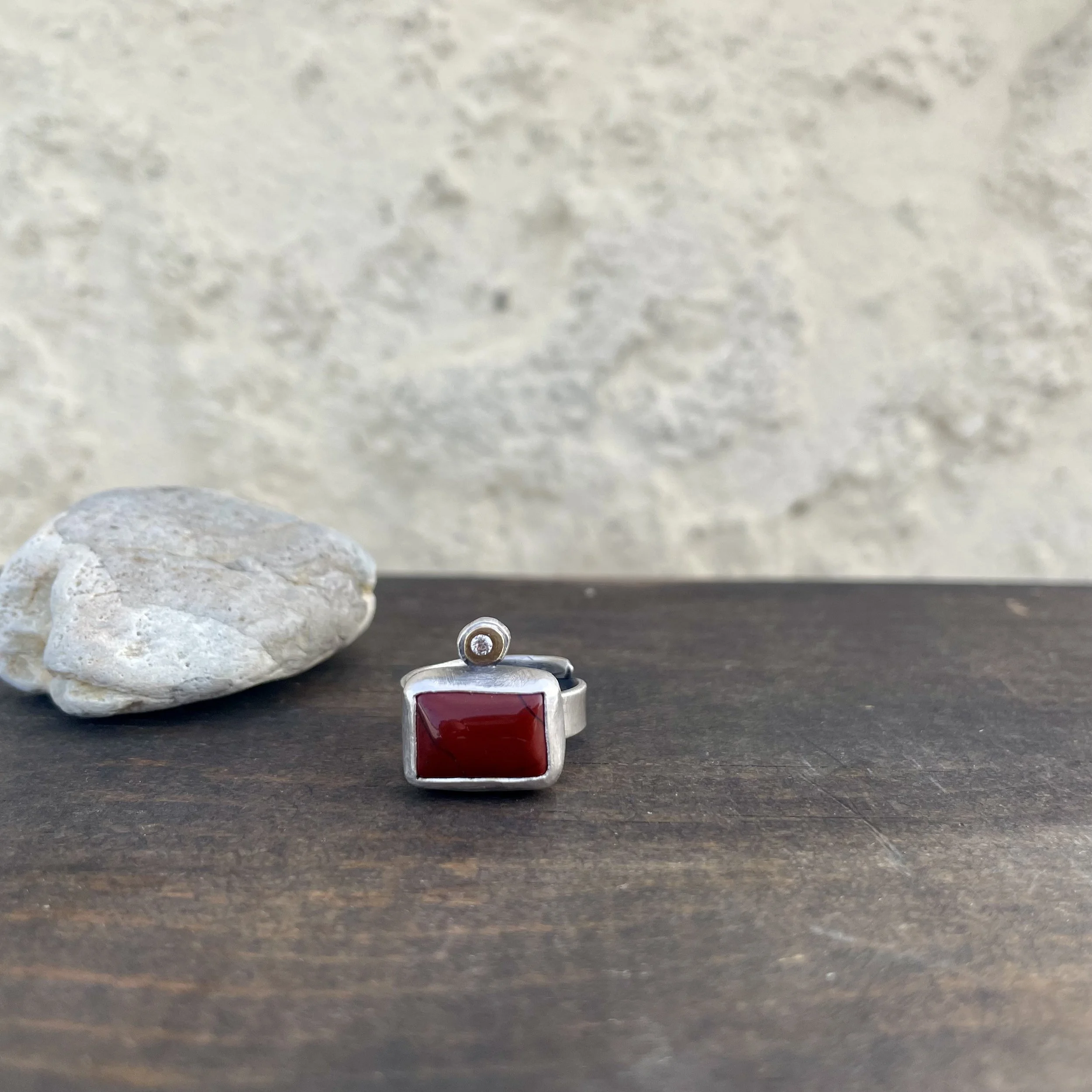 Rectangle Red Jasper North Star Ring