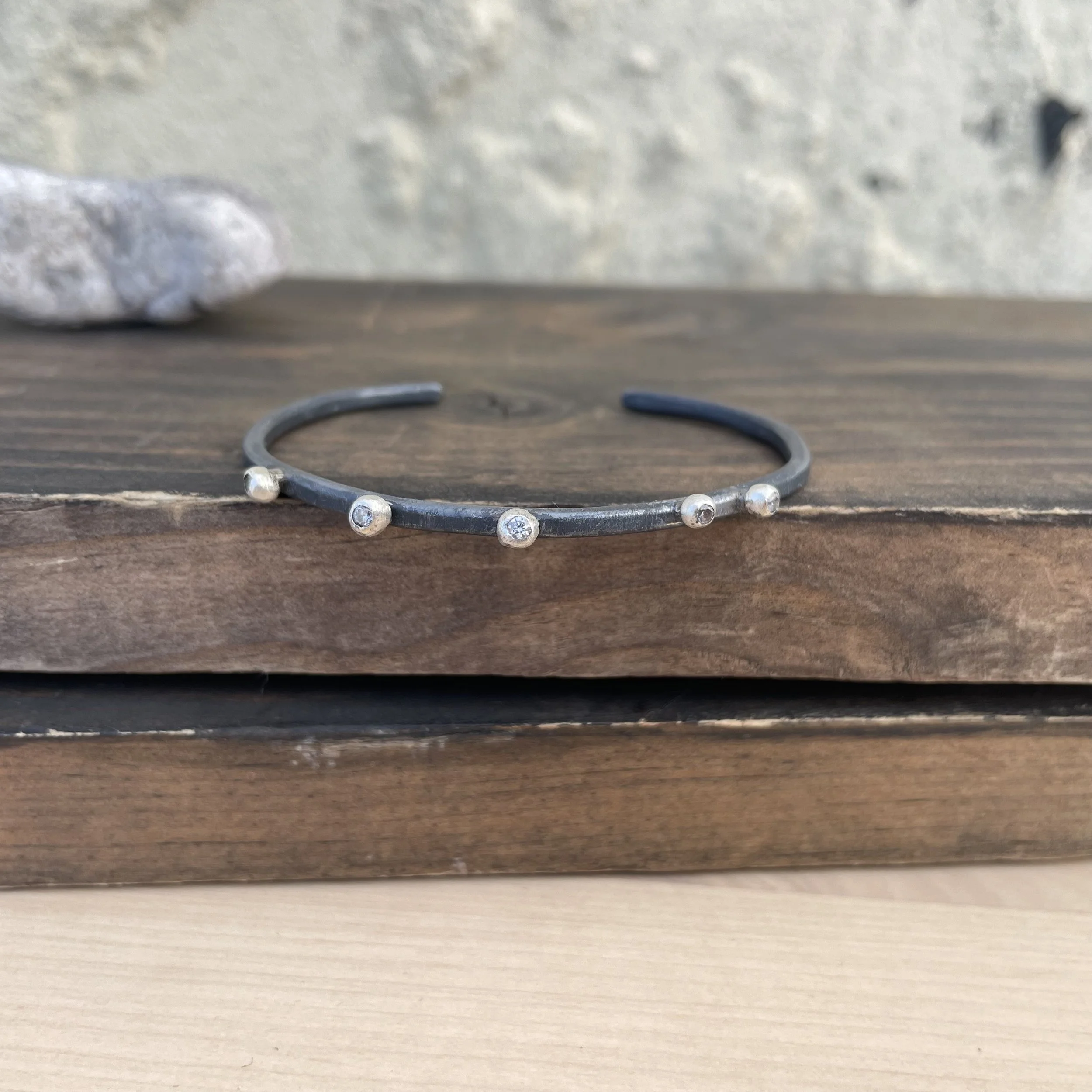 Starry Oxidized Pebbled Cuff