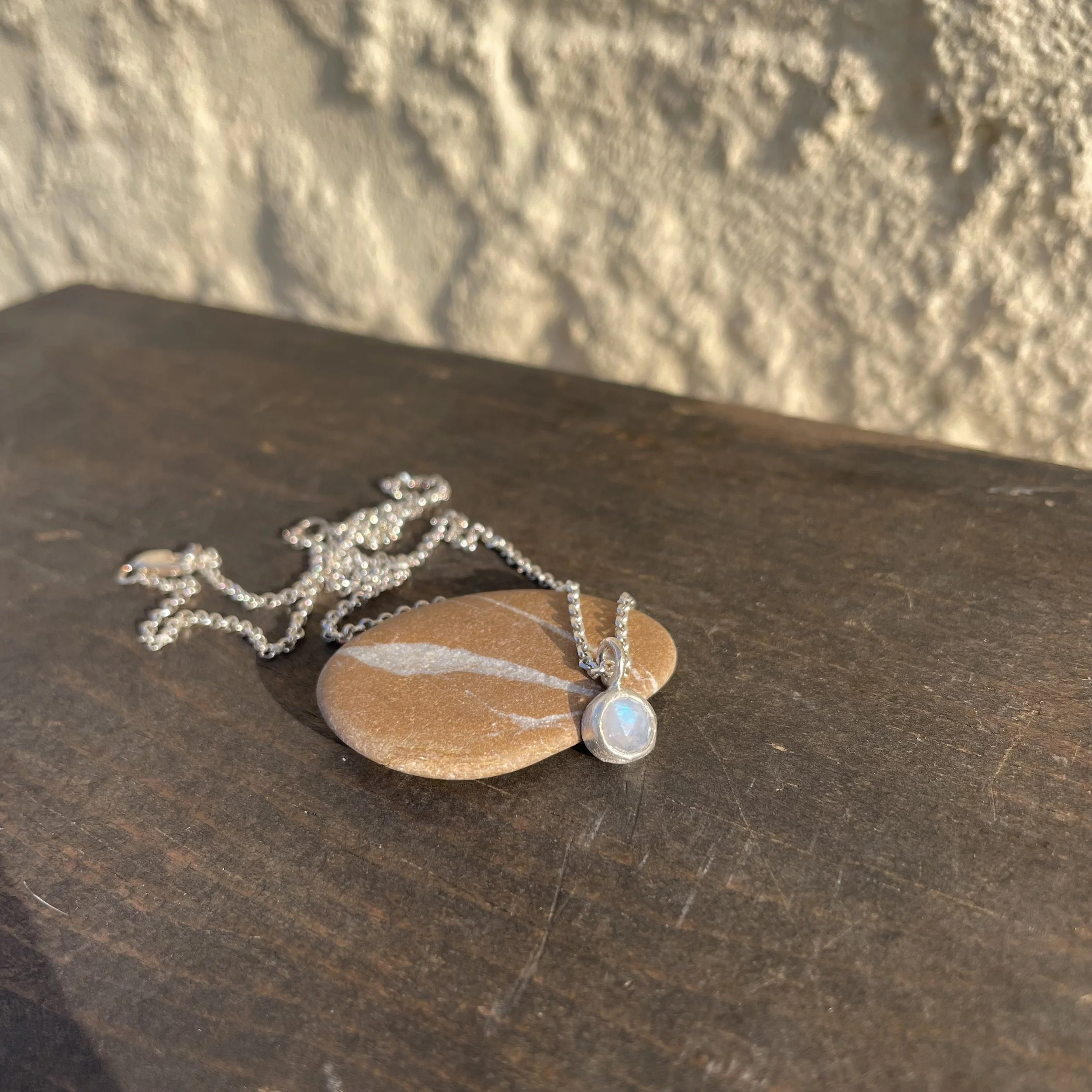 Rainbow Moonstone Small Pendant Necklace