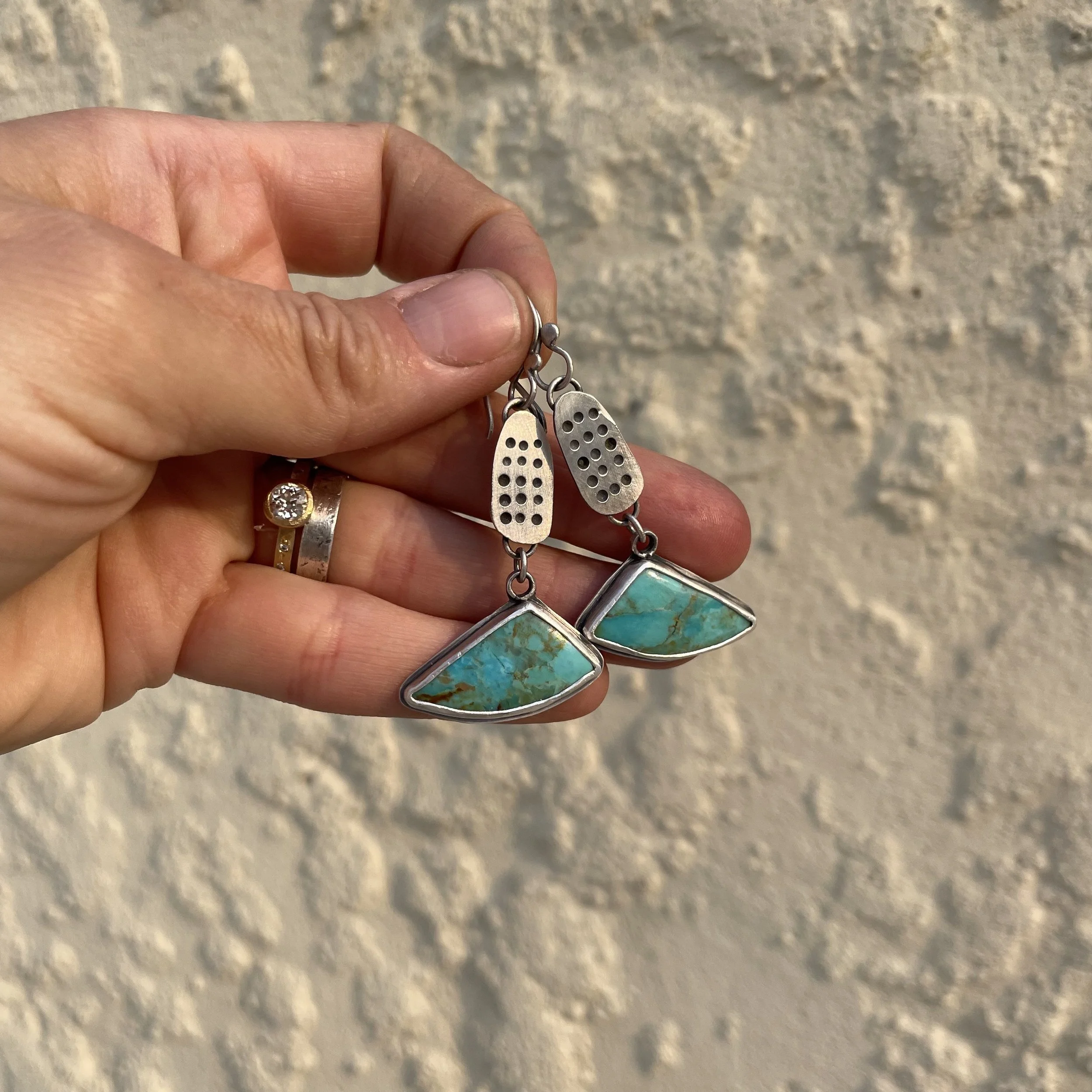 Oval Triangle Turquoise Hoops