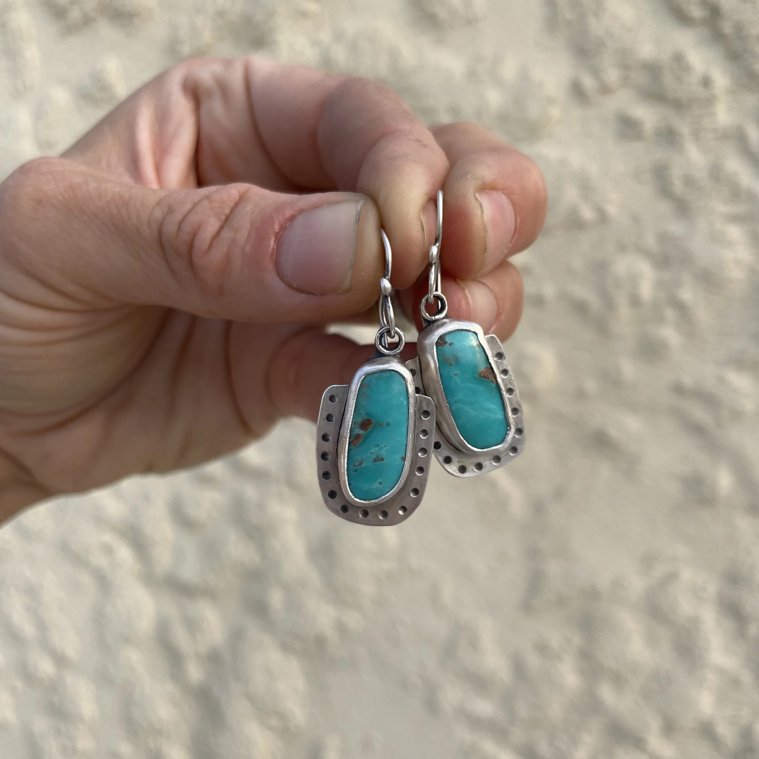 Dot Outline Kingman Turquoise Hoops