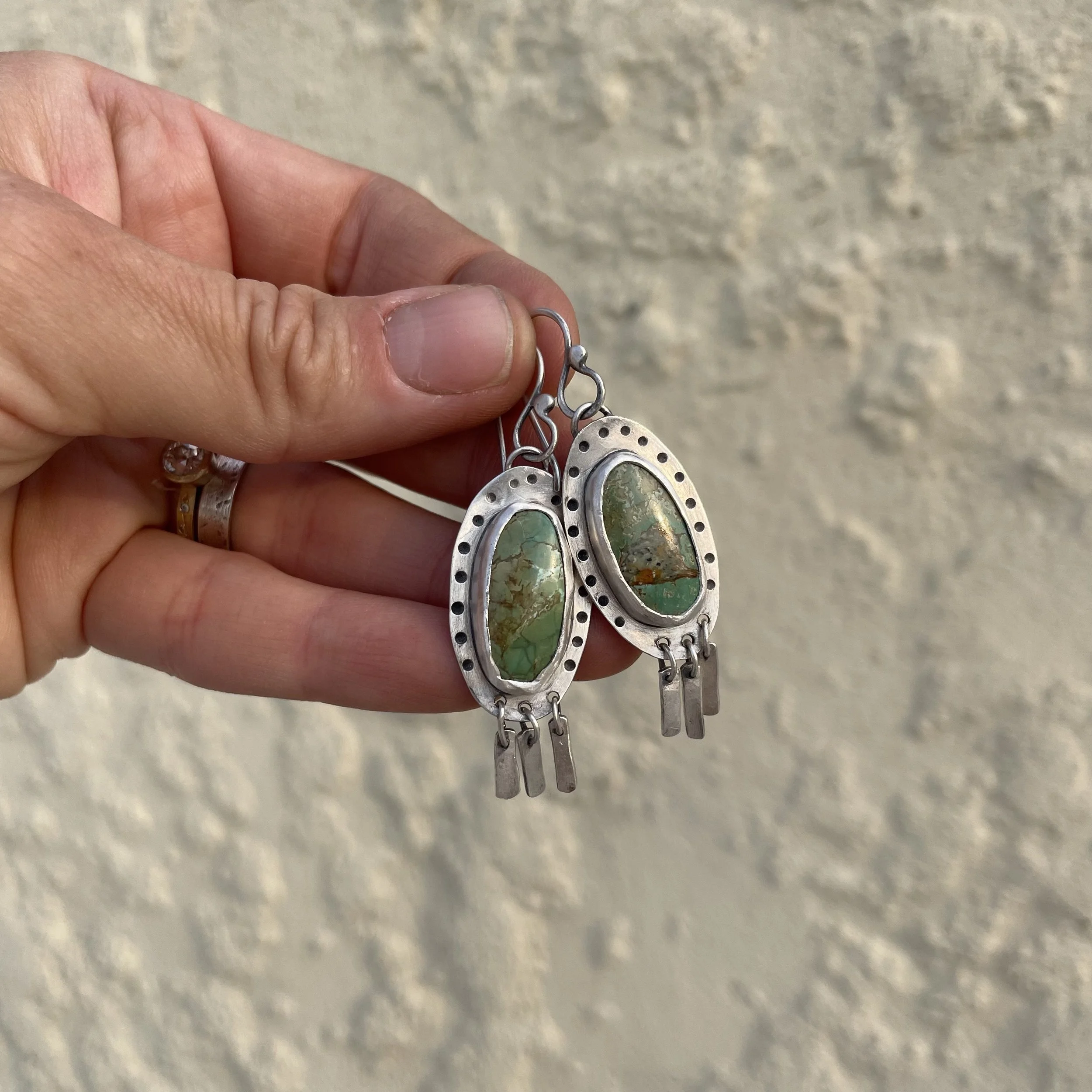 Evan Turquoise Fringe Hoops