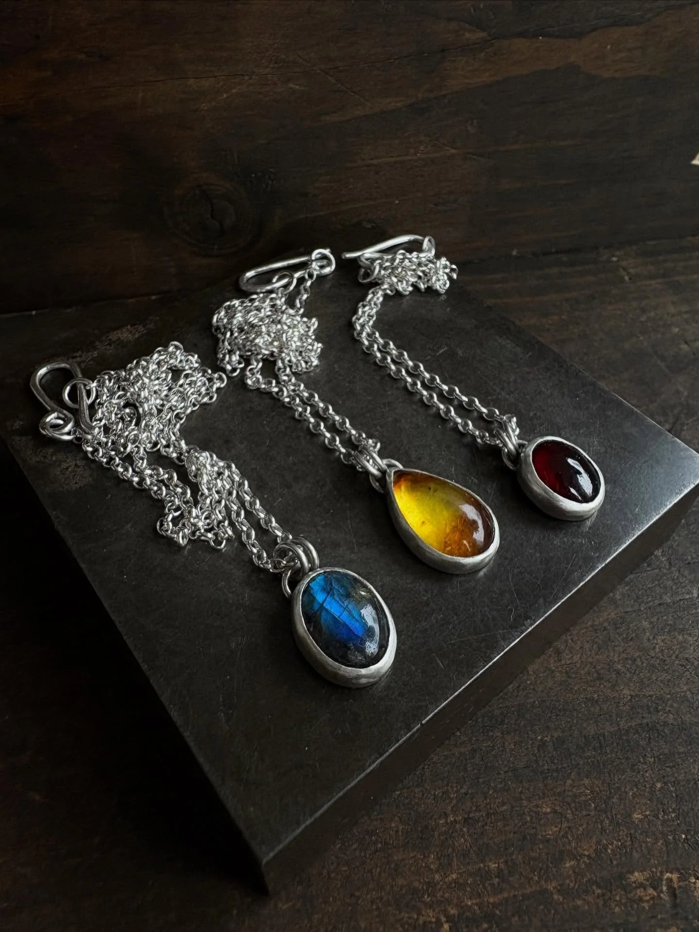 Labradorite, Amber, and Garnet, oh my 😍 Some pieces for this Fridays shop update.