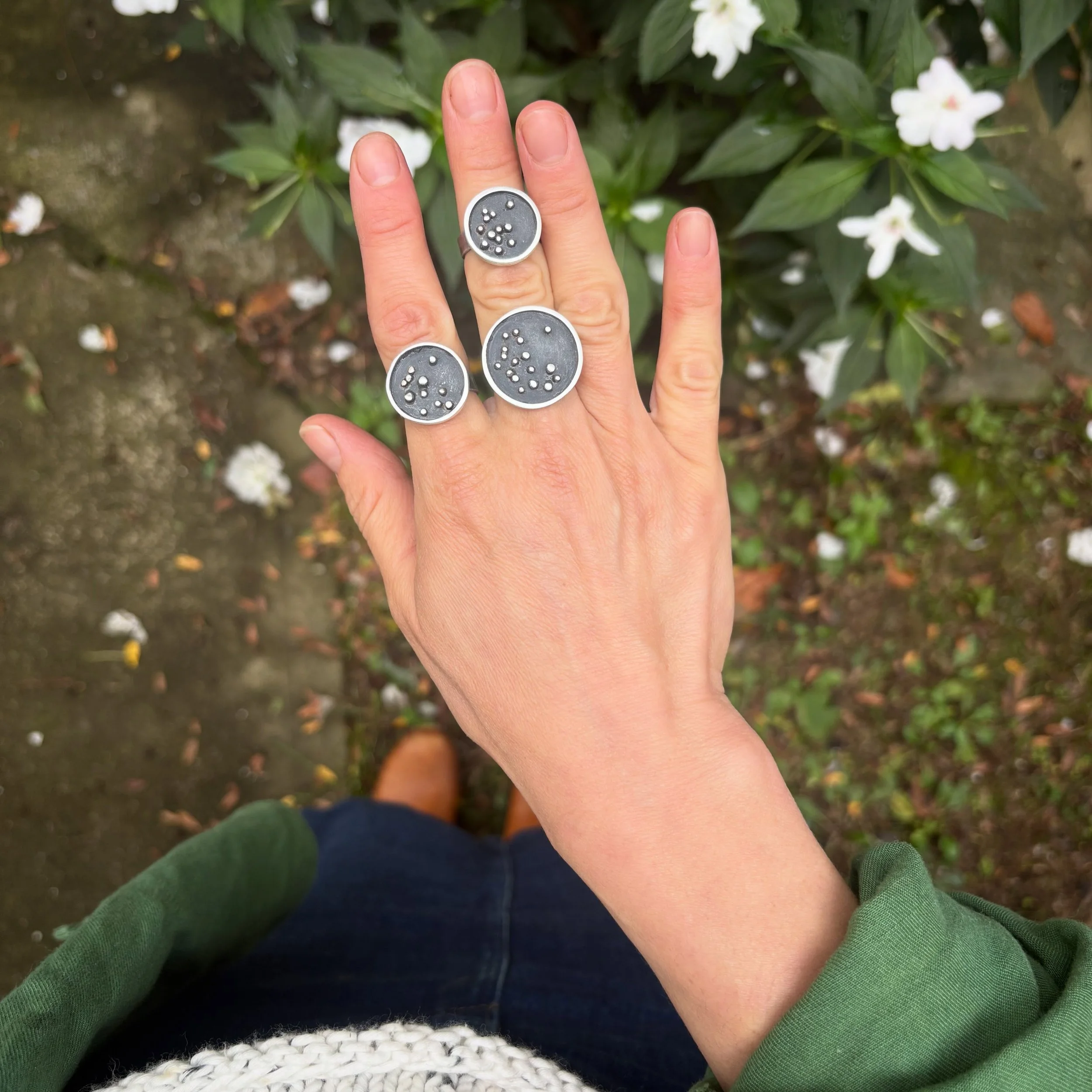 Moon Rings coming tomorrow, Wednesday at 12 pm est. I made them in three sizes, original, small, and mini. 🌖