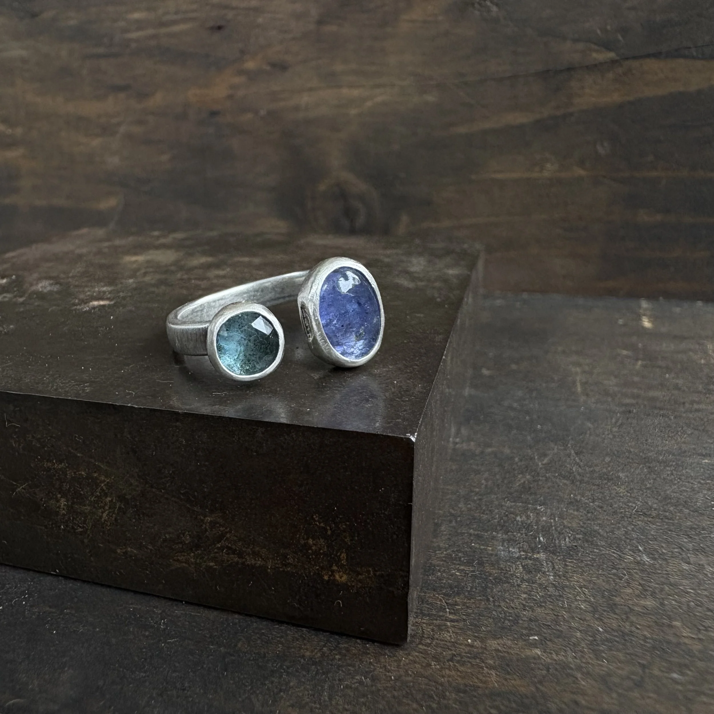 Kyanite & Tanzanite Double Stone Ring