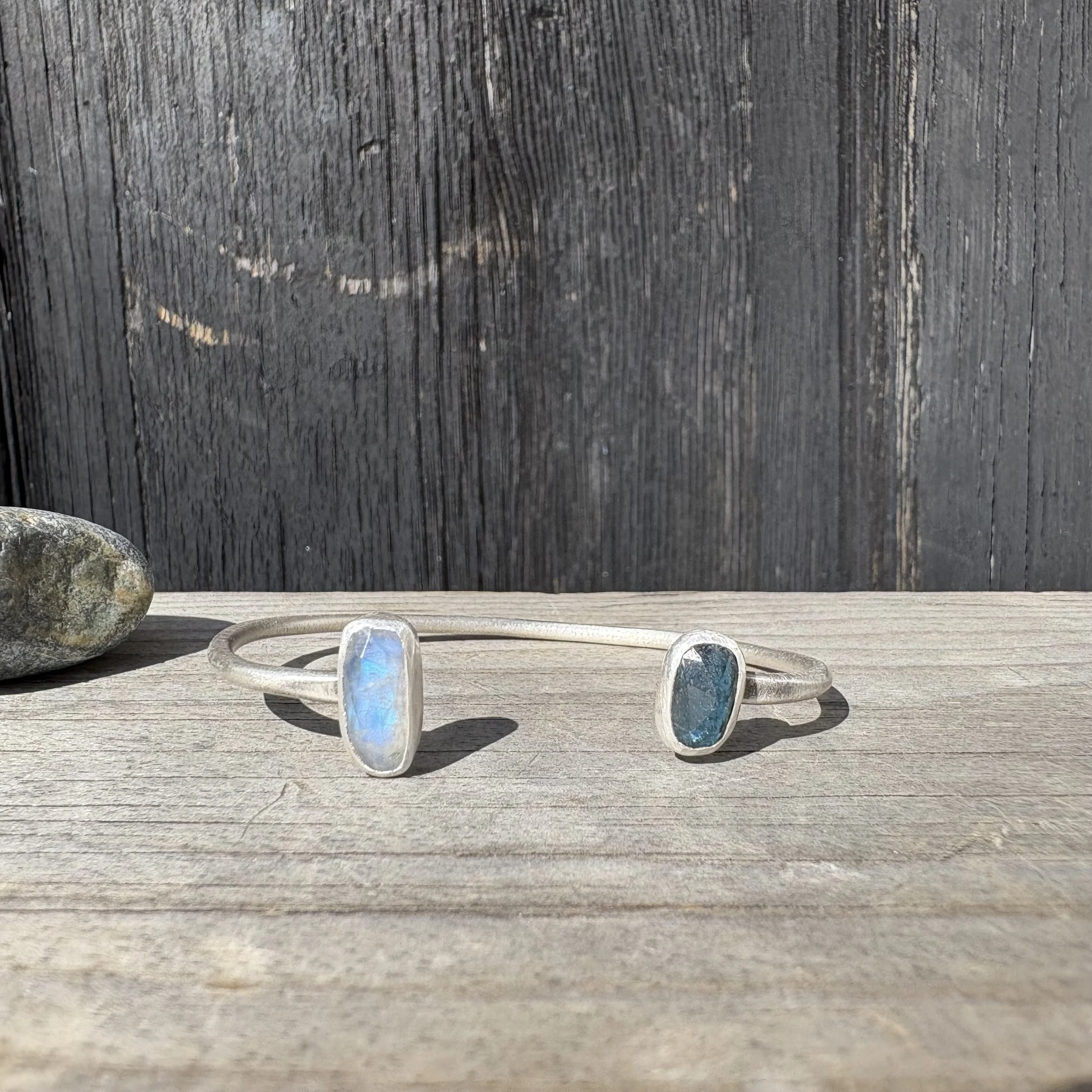 Kyanite and Rainbow Moonstone Cuff