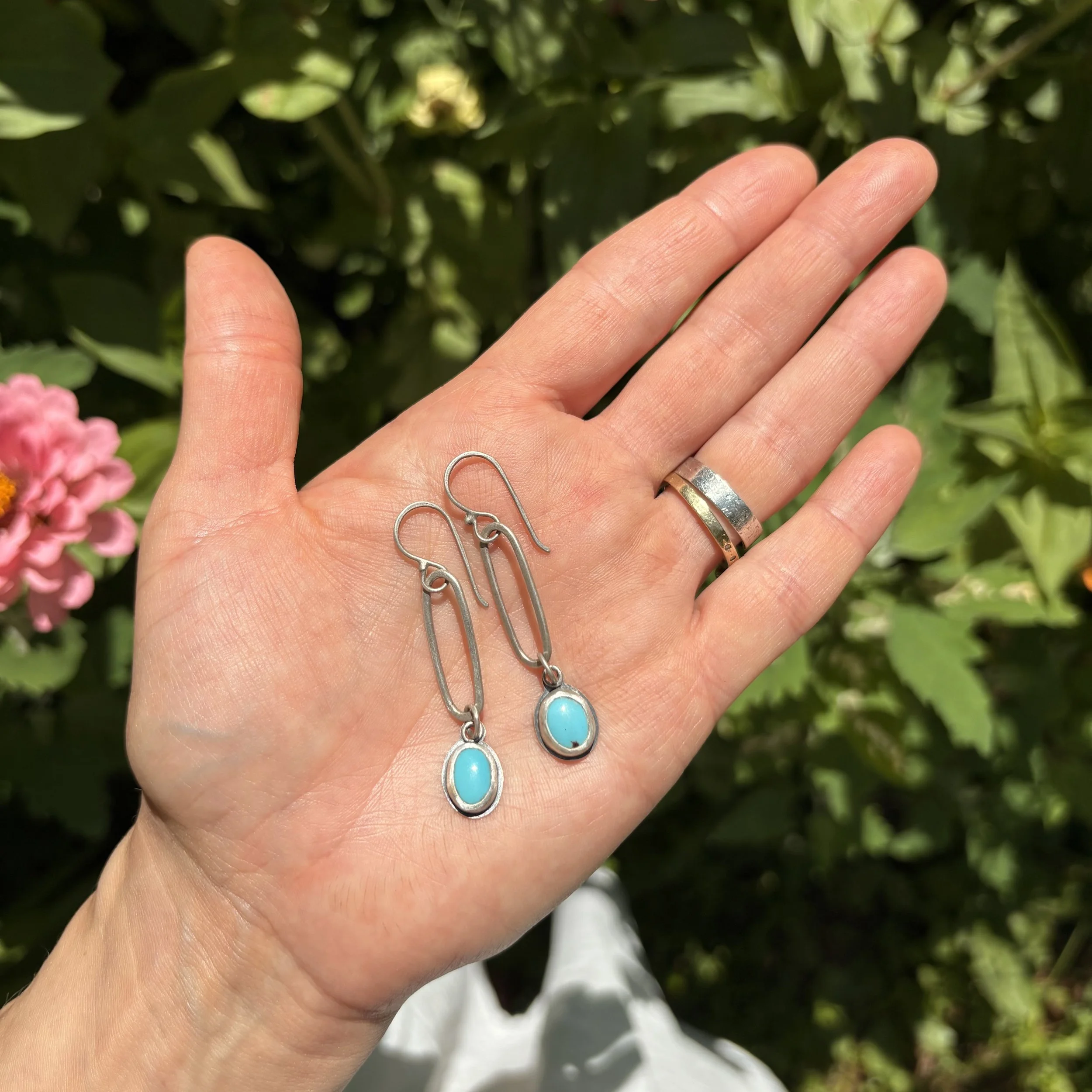 Egyptian Turquoise Chain Link Hoops