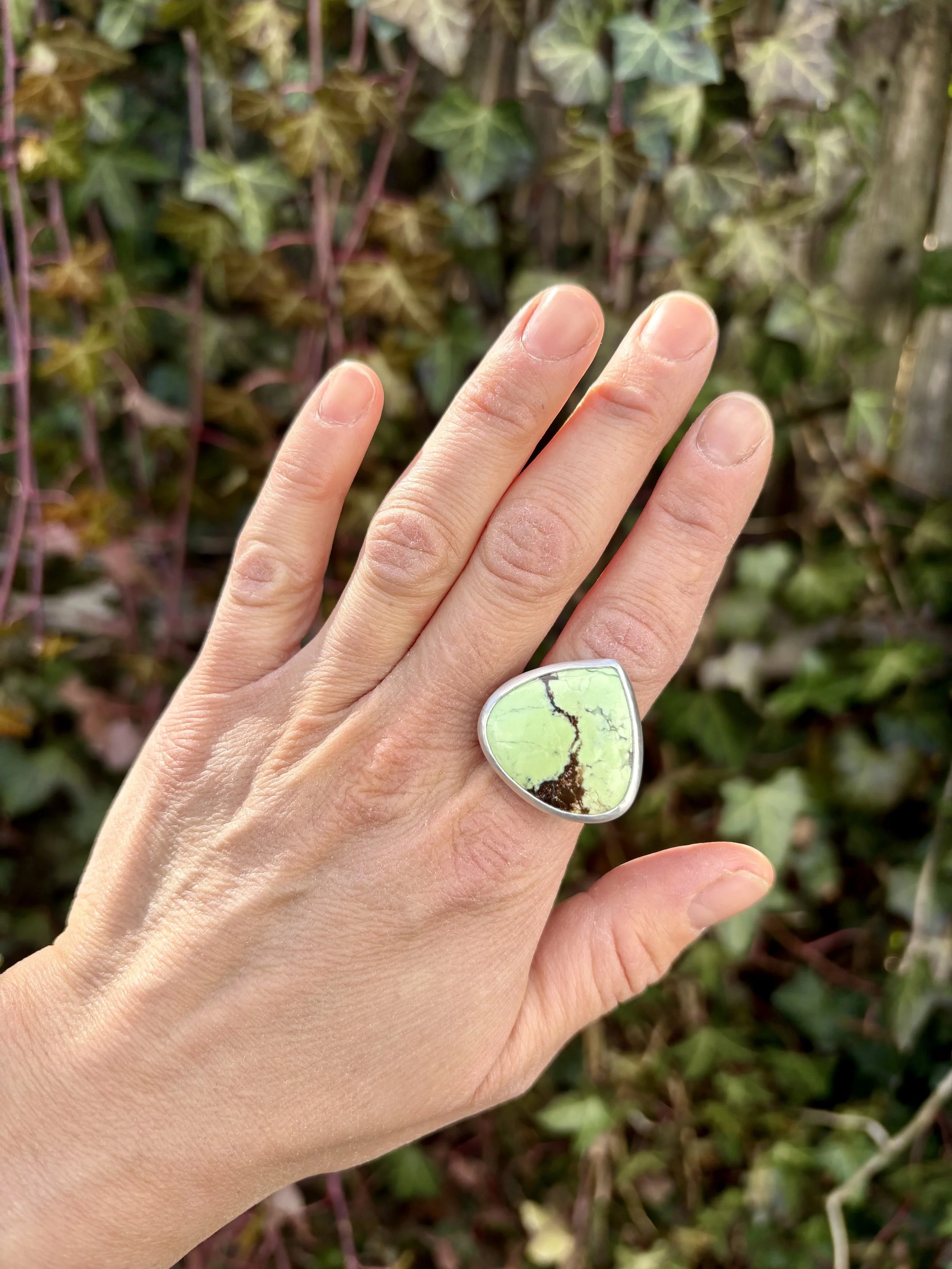 Lemon Chrysoprase Statement Ring