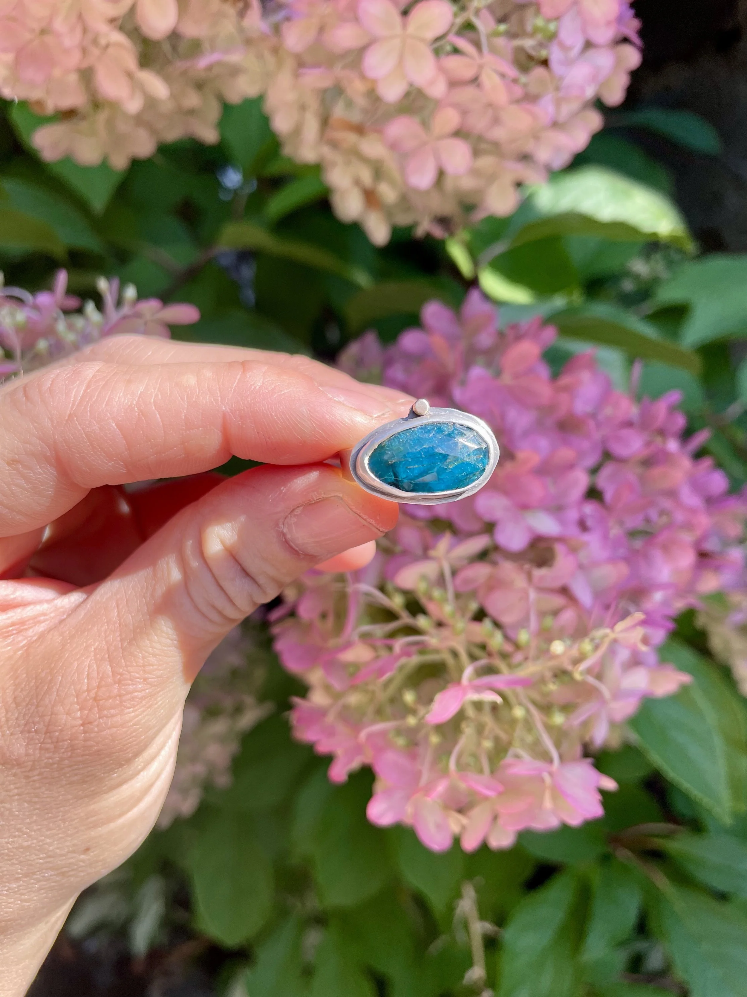 Apatite Ring with 14k Gold Dot