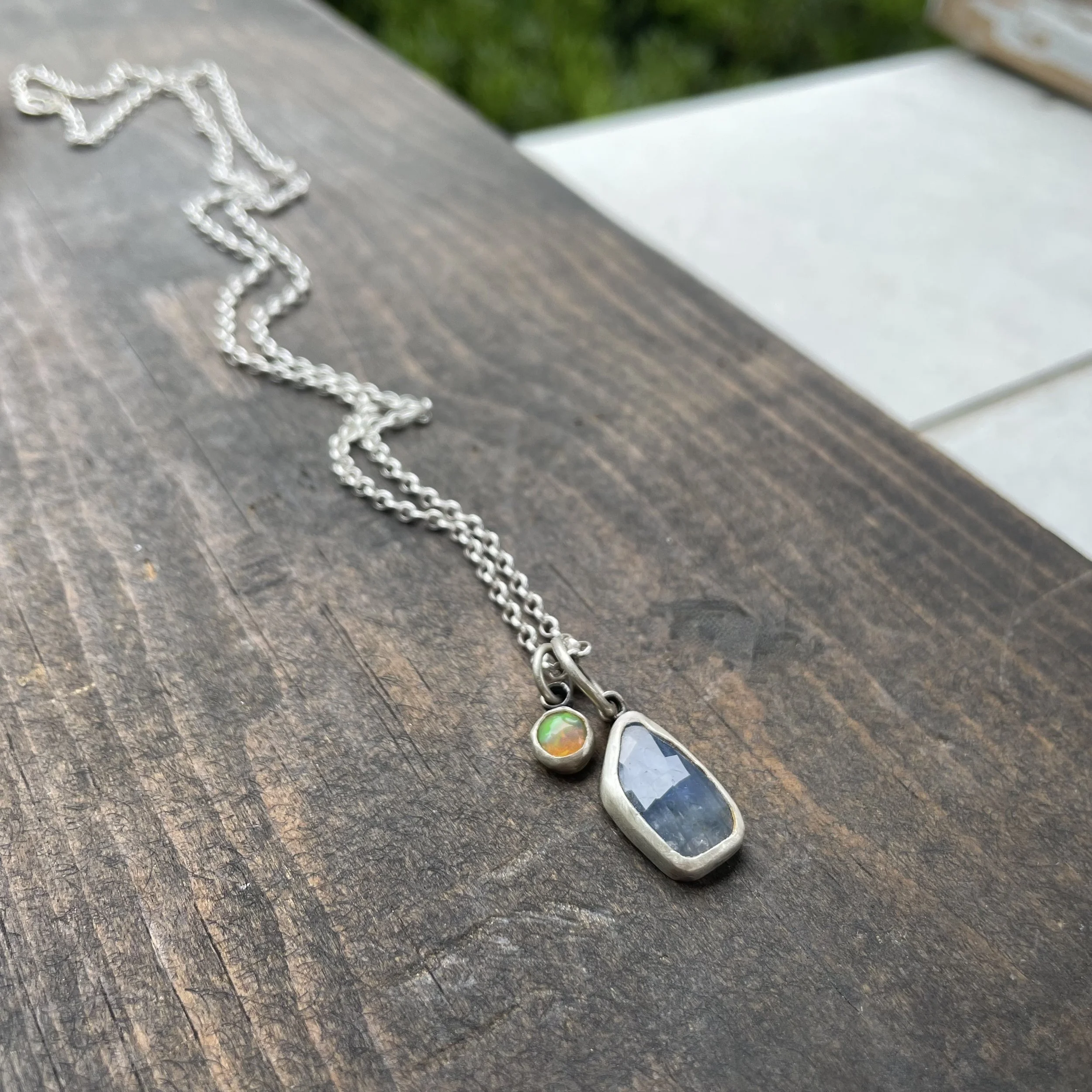 Blue Sapphire & Opal Necklace
