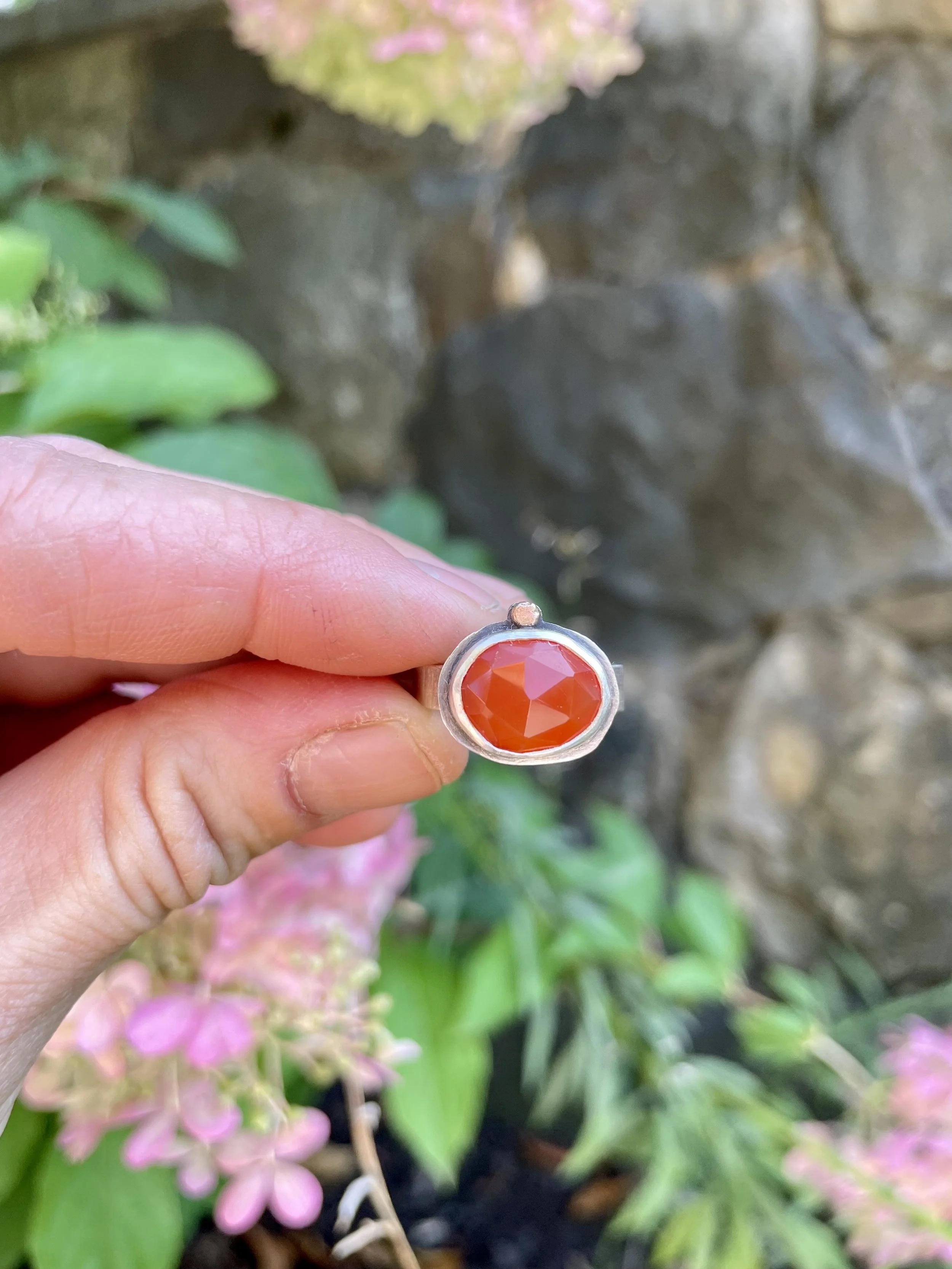 Carnelian Ring with 14k Gold Dot 1