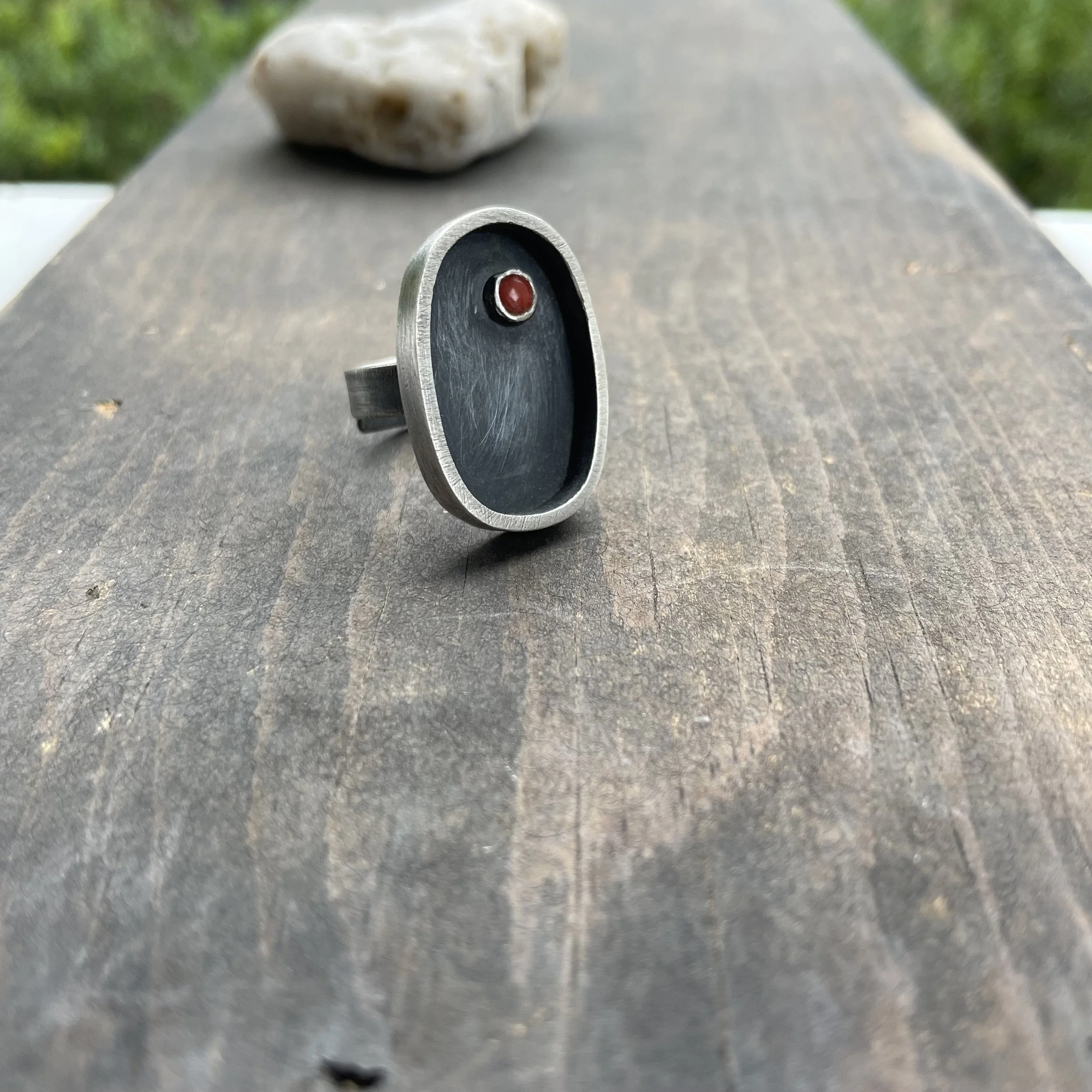 Coral Shadow Box Ring Vertical