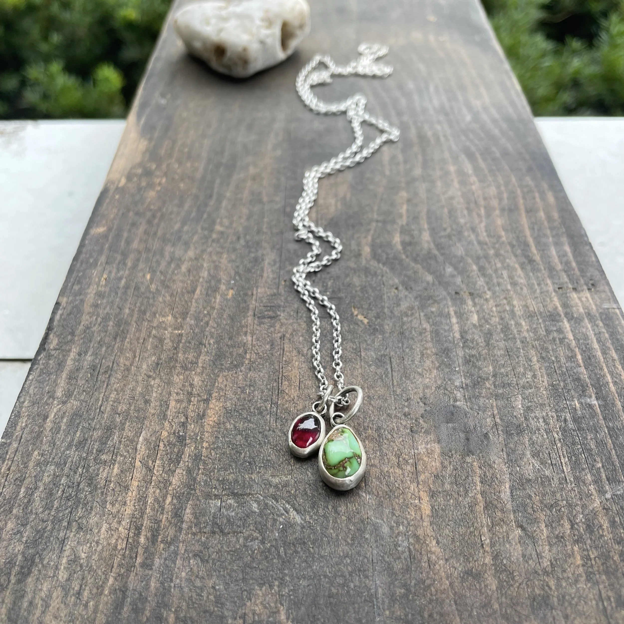 Garnet & Sonoran Gold Turquoise Necklace