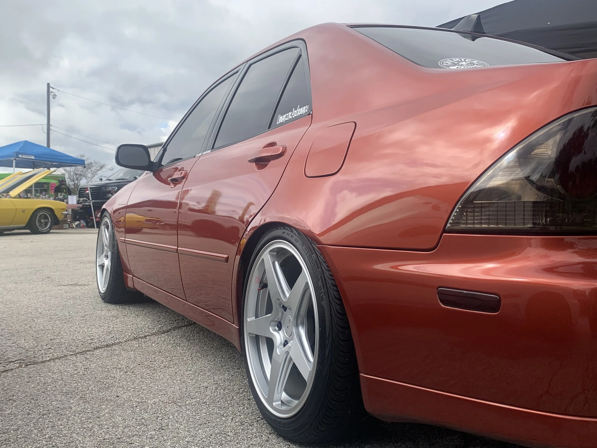 This is our owner and operator's pride and joy. A Lexus IS300, which comes with a 2JZ-GE motor. Mr. Umanzor has spent six years working on this car. From painting, to ceramic coating, custom interior, perfect fitment wheels, and some performance mods