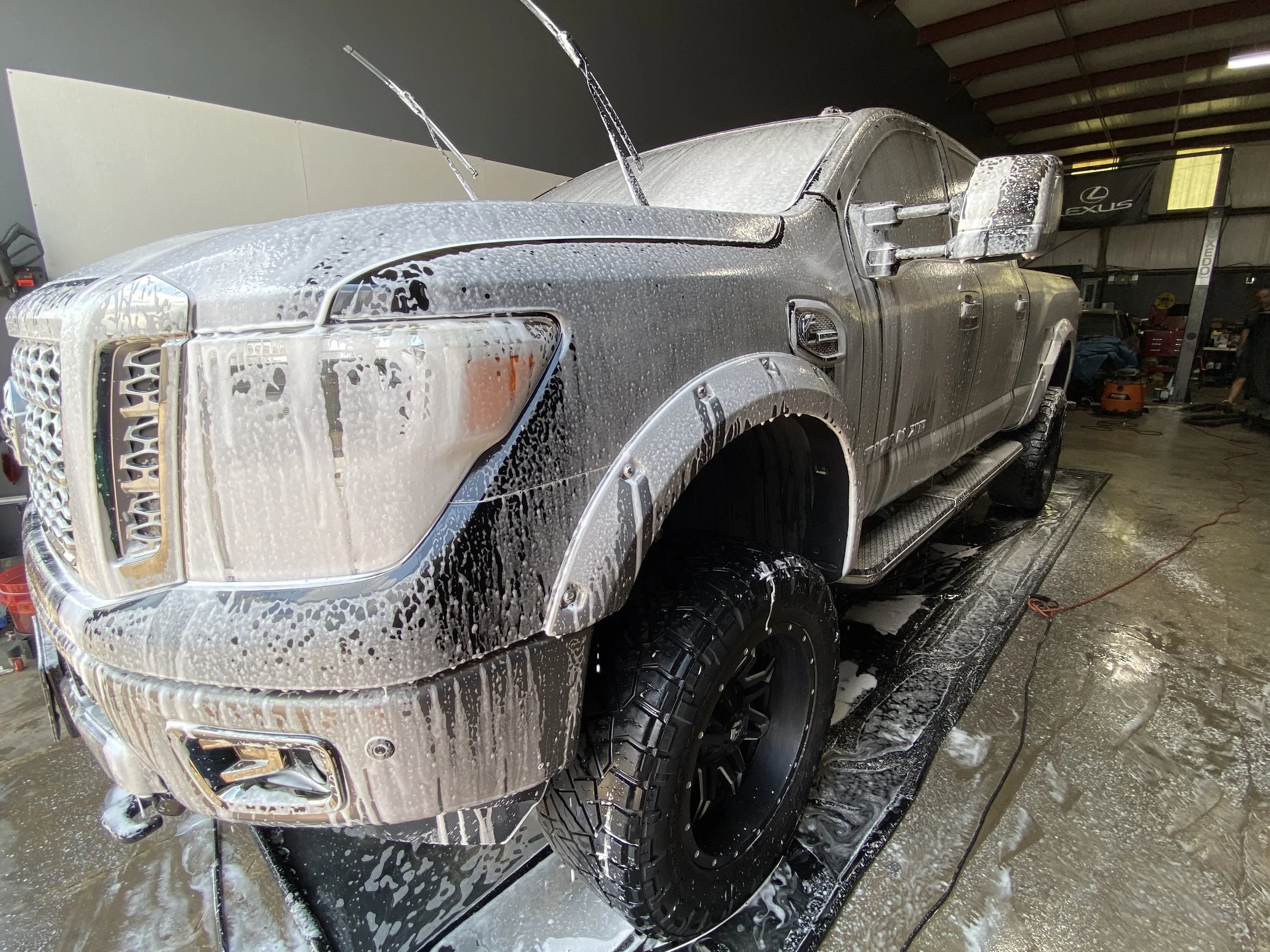 A deep detox on a Nissan Titan. This includes the use of Clean Slate to soak off all contaminates that sat on the truck for a bit too long.