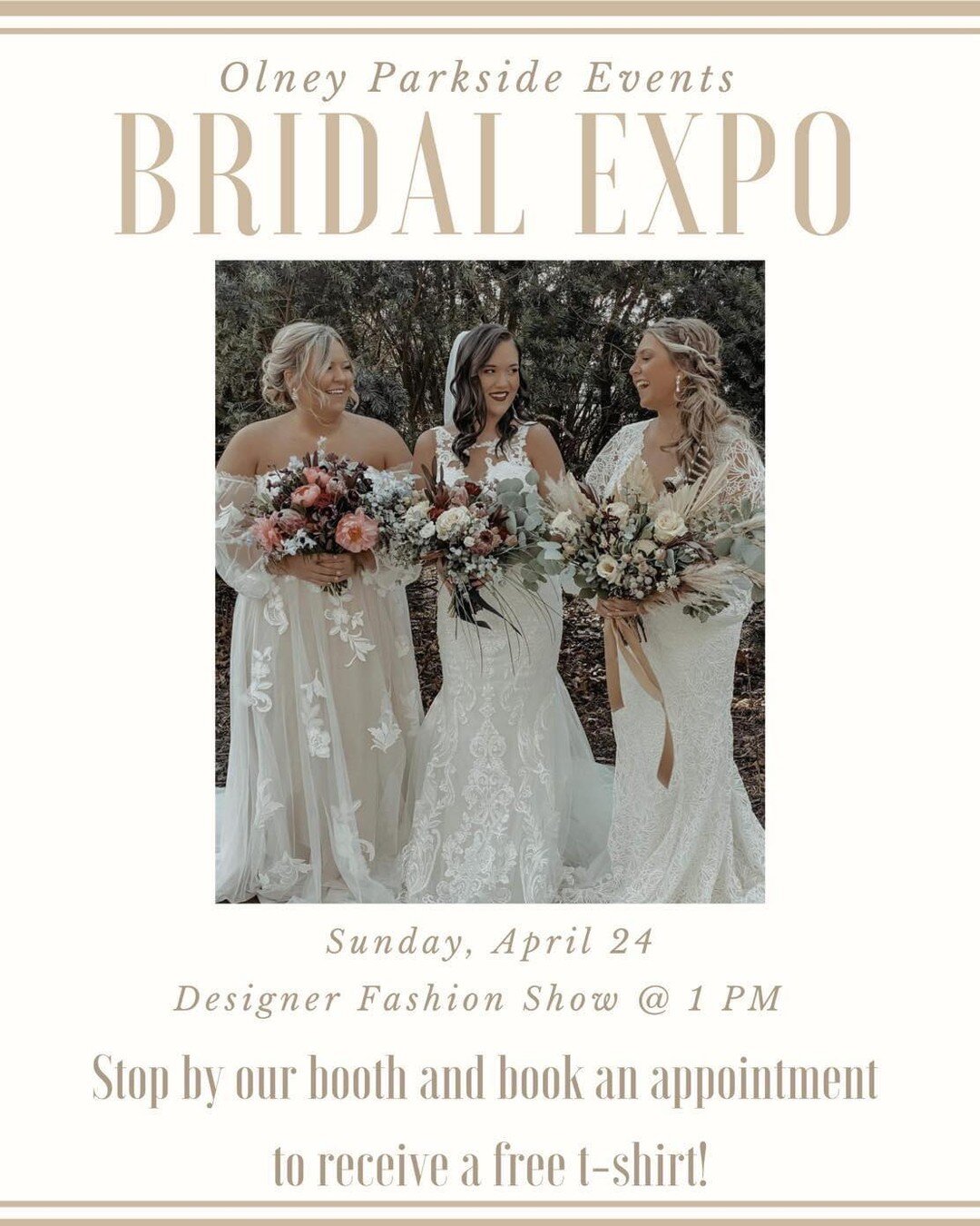 Make sure you stop by our booth and book an appointment for a free t-shirt ❤️🌹

#wildrosebridal