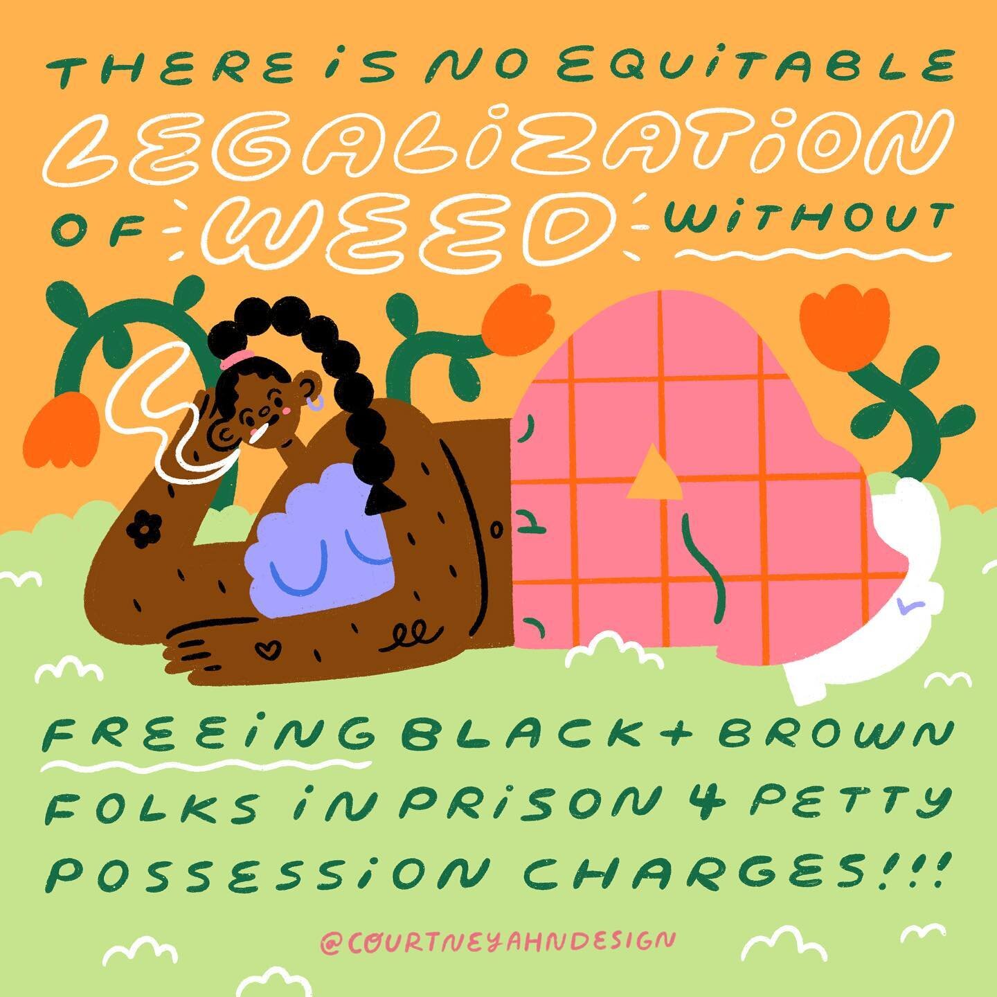 ✨no one should be in prison for weed! ✨
⠀⠀⠀⠀⠀⠀⠀⠀
There is no equitable legalization of weed without freeing Black and Brown folks rotting in prison for petty possession charges - so this 4/20, make sure you&rsquo;re fighting for both legalization and