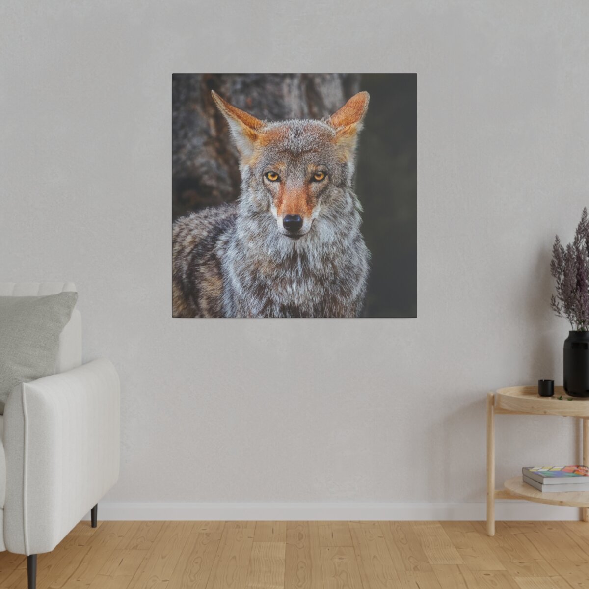 Majestic coyote wall art: Canadian wilderness captured, showcasing agility and intelligence. Embrace the untamed.