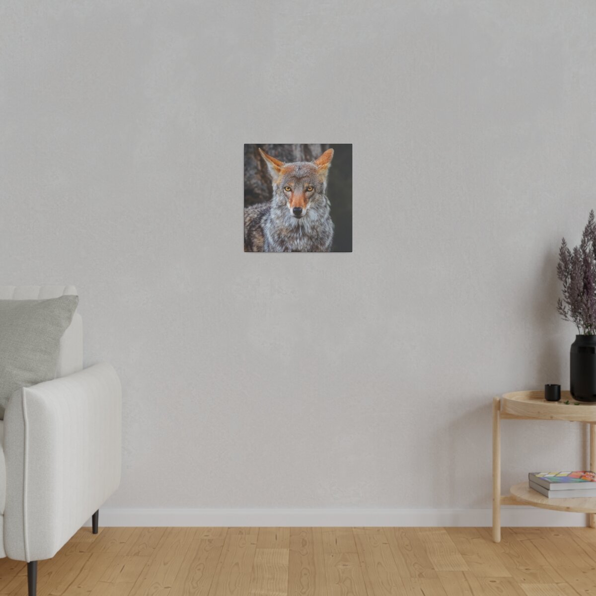 Majestic coyote wall art: Canadian wilderness captured, showcasing agility and intelligence. Embrace the untamed.