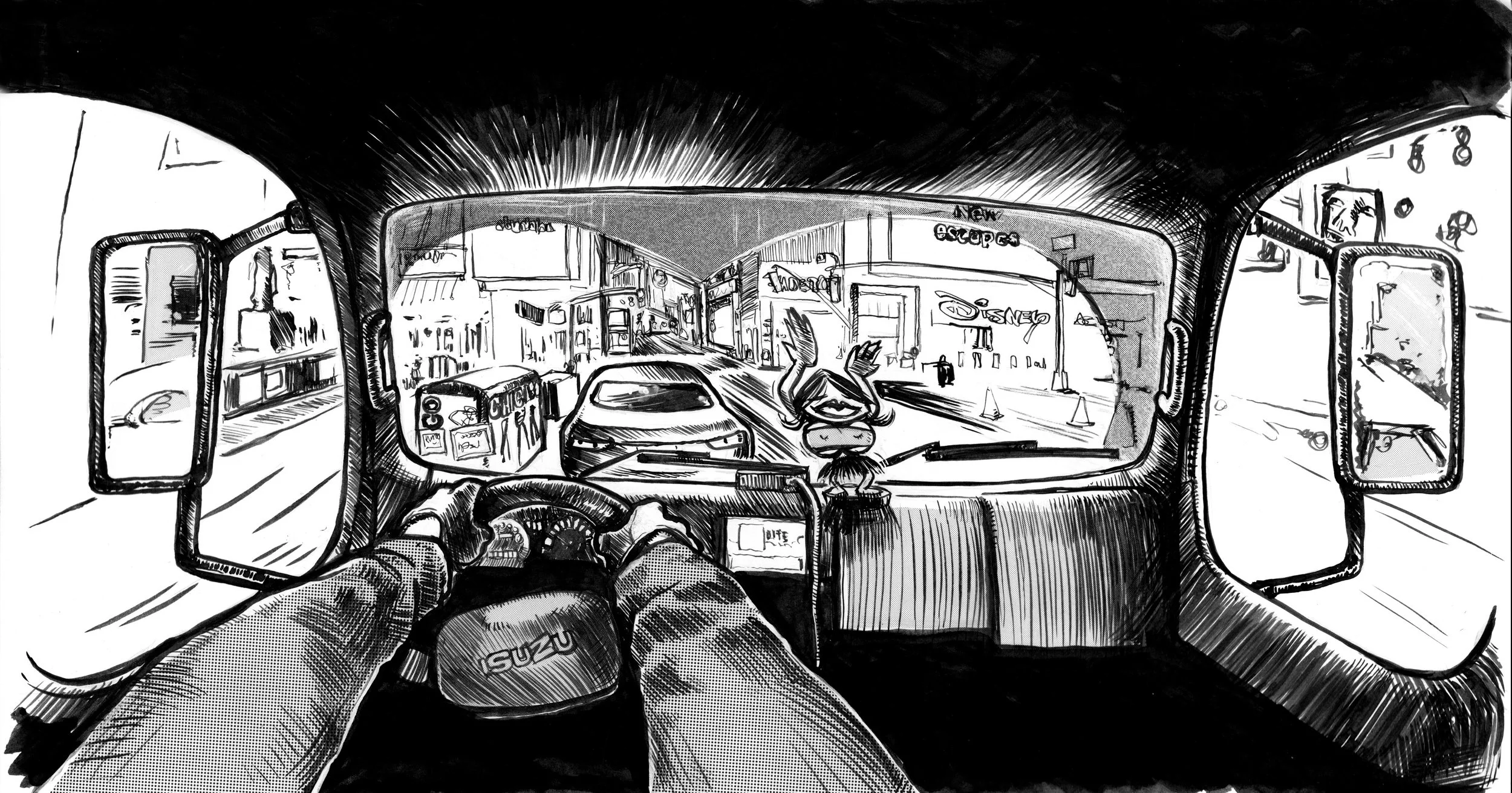 Time Square POV. Boxtruck. 