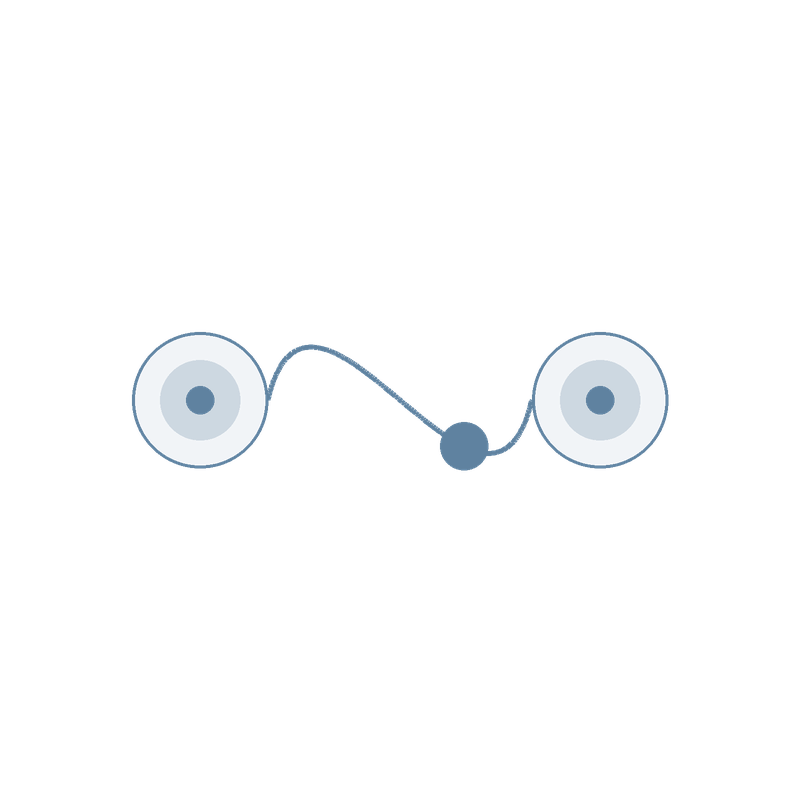 a graphic of two circular objects that appear to be eyes with a object moving between them, simulating bi-lateral stimulation