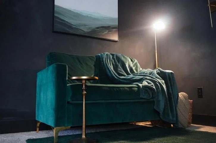 Tyler J Jensen Psychotherapy's therapy couch for clients to sit on during sessions