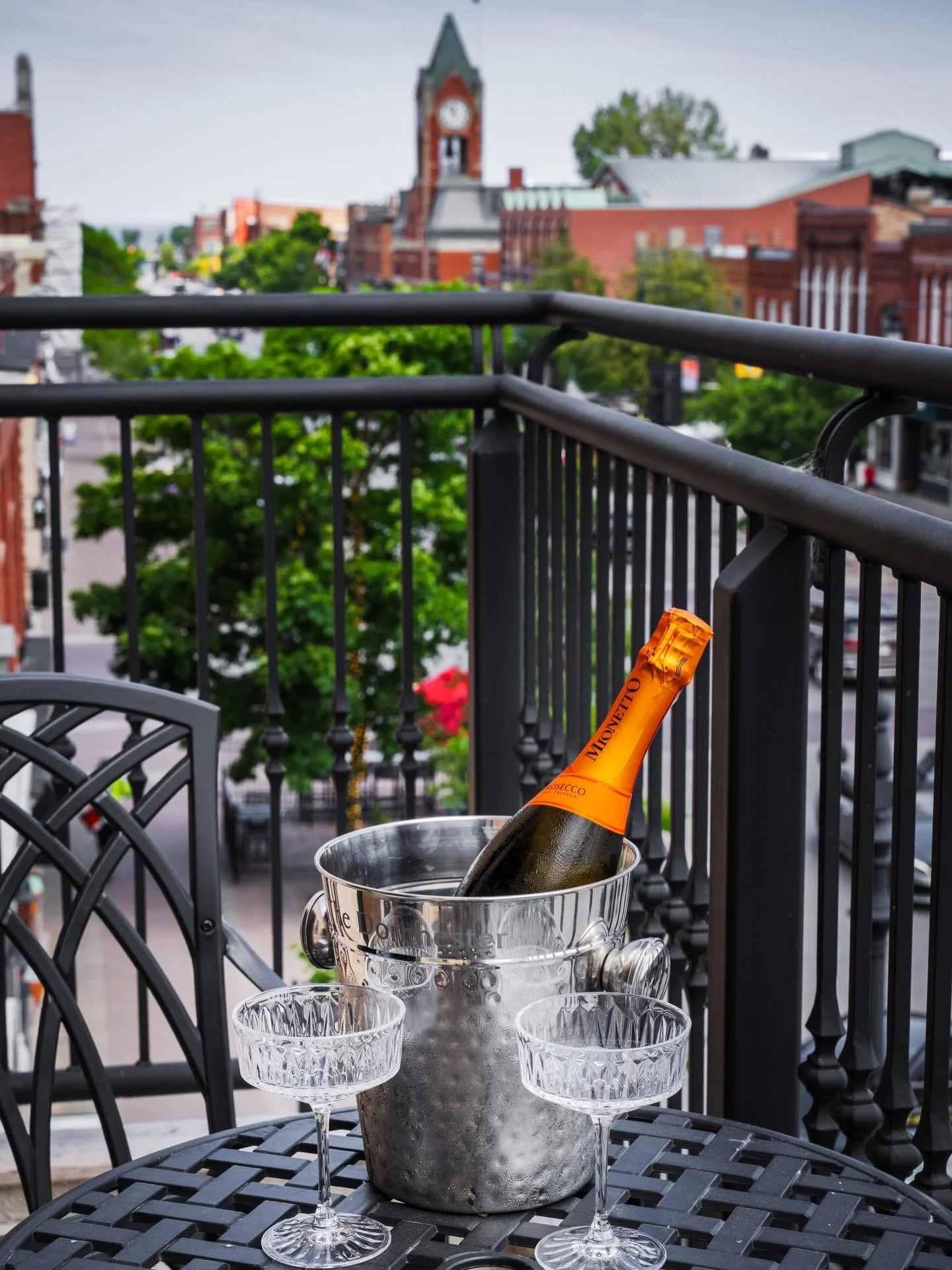 Balcony suite paired with bubbly &mdash; hallelujah. Book your spring staycation with us today. 🍾