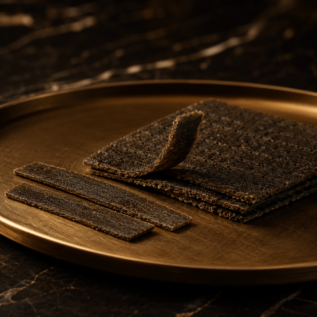 Cannabis hash on a gold tray