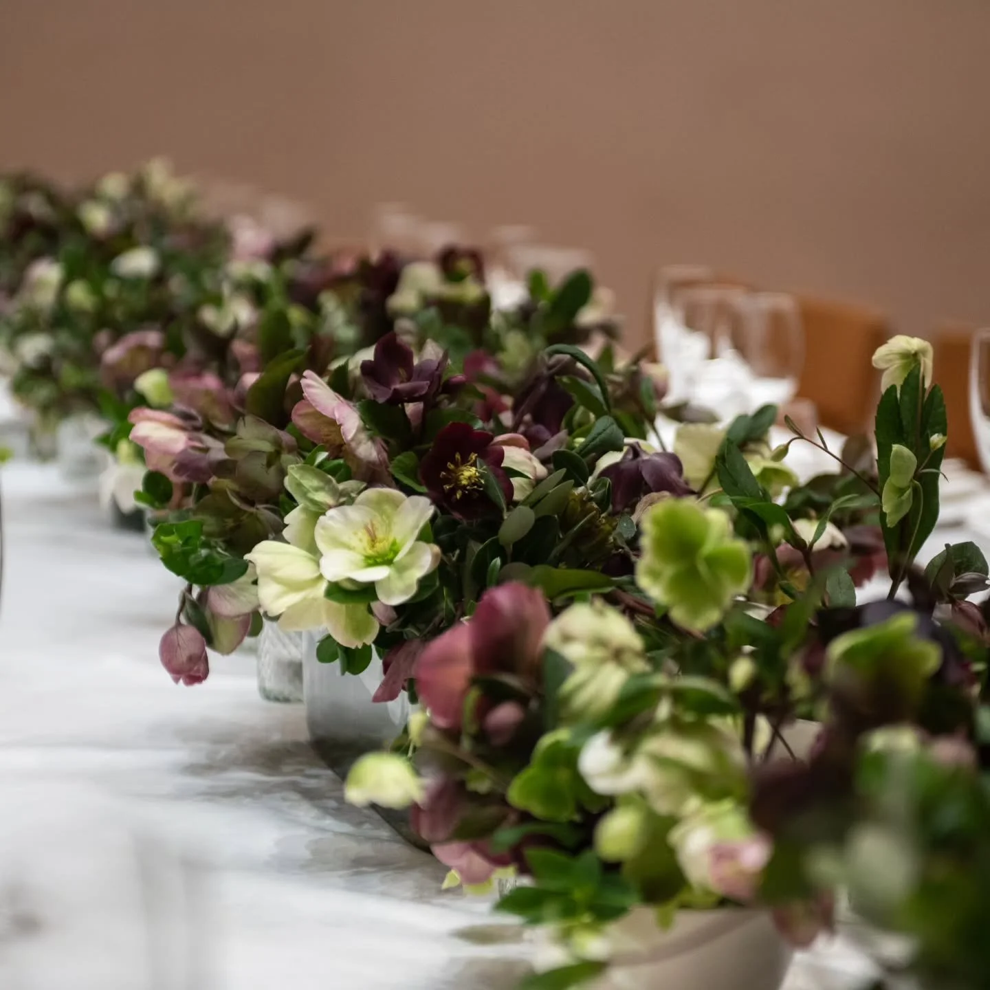 Winter events call for restraint, texture, and quiet impact.

Hellebores&mdash;our winter staple&mdash;bring softness and structure to intimate tablescapes and refined gatherings. 

Their muted beauty thrives in the colder months, creating warmth wit