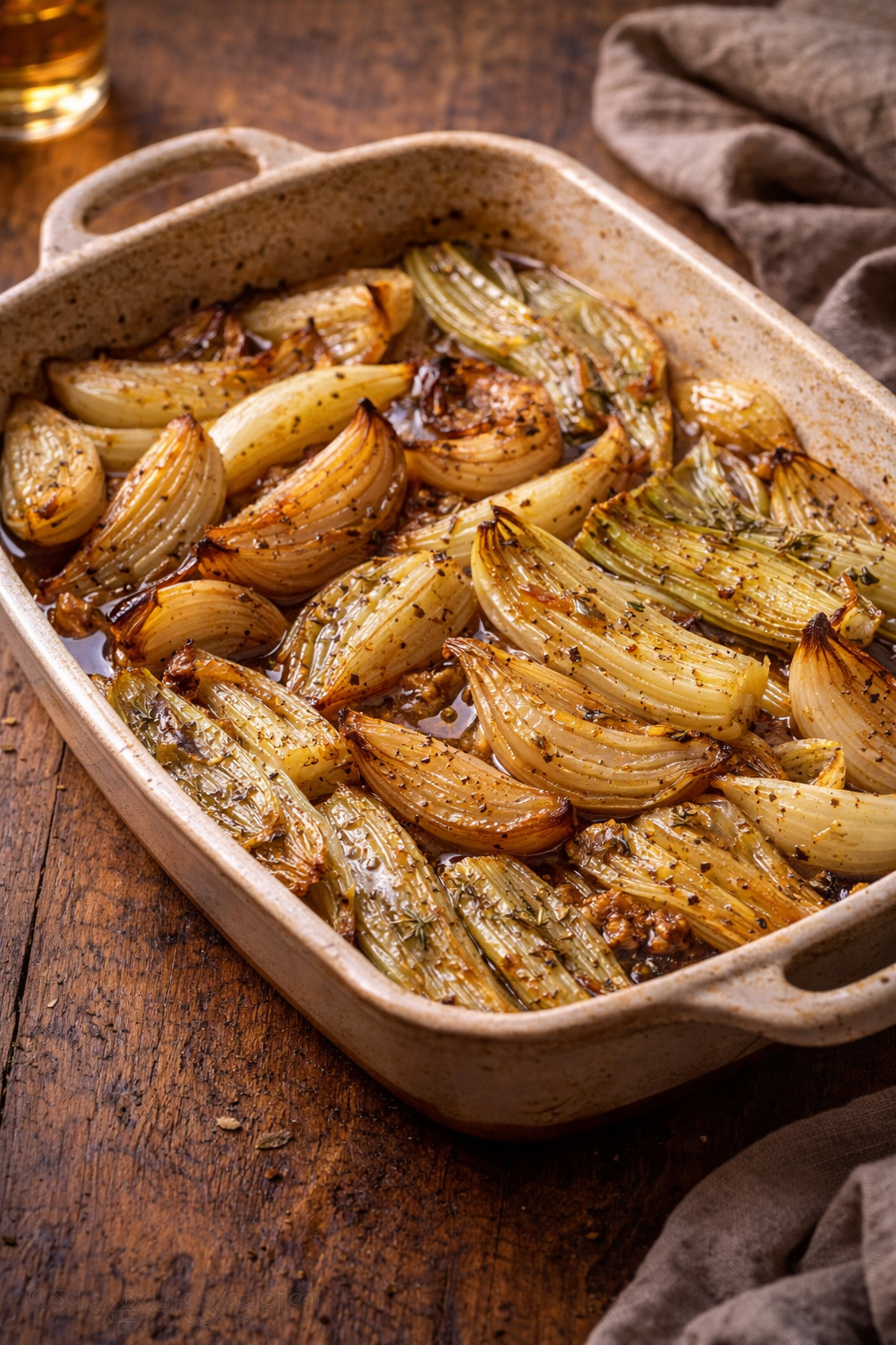 SLOW-BAKED ONIONS &amp; LEEKS