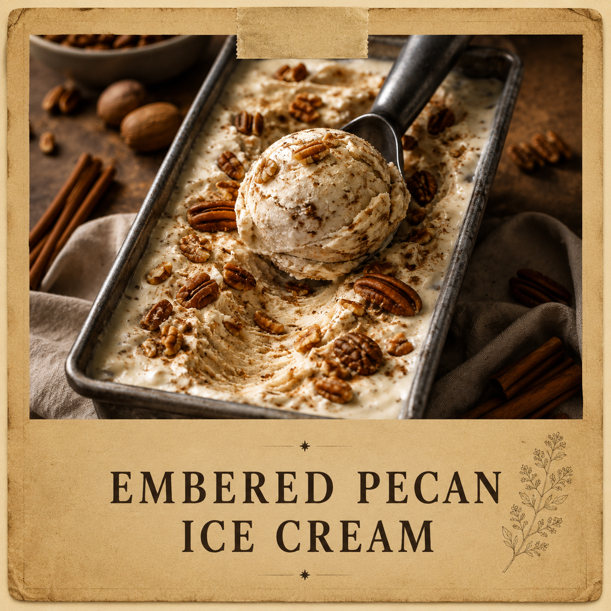       
  
     INGREDIENTS     2 cups  heavy whipping cream     1 (14-ounce) can  sweetened condensed milk     2 tablespoons  vanilla extract     ¾–1 cup  pecans , chopped and toasted     Spice Blend      ½ teaspoon  cinnamon     ⅛ teaspoon  nutmeg  