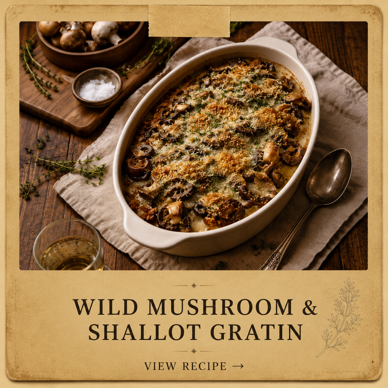       
  
     INGREDIENTS     1½ lbs mixed mushrooms   (shiitake, cremini, oyster, or porcini if available)   I USE THEM ALL. I LOVE A GOOD MIXTURE!      2 large shallots, thinly sliced    3 cloves garlic, minced    2 tbsp olive oil    2 tbsp butter