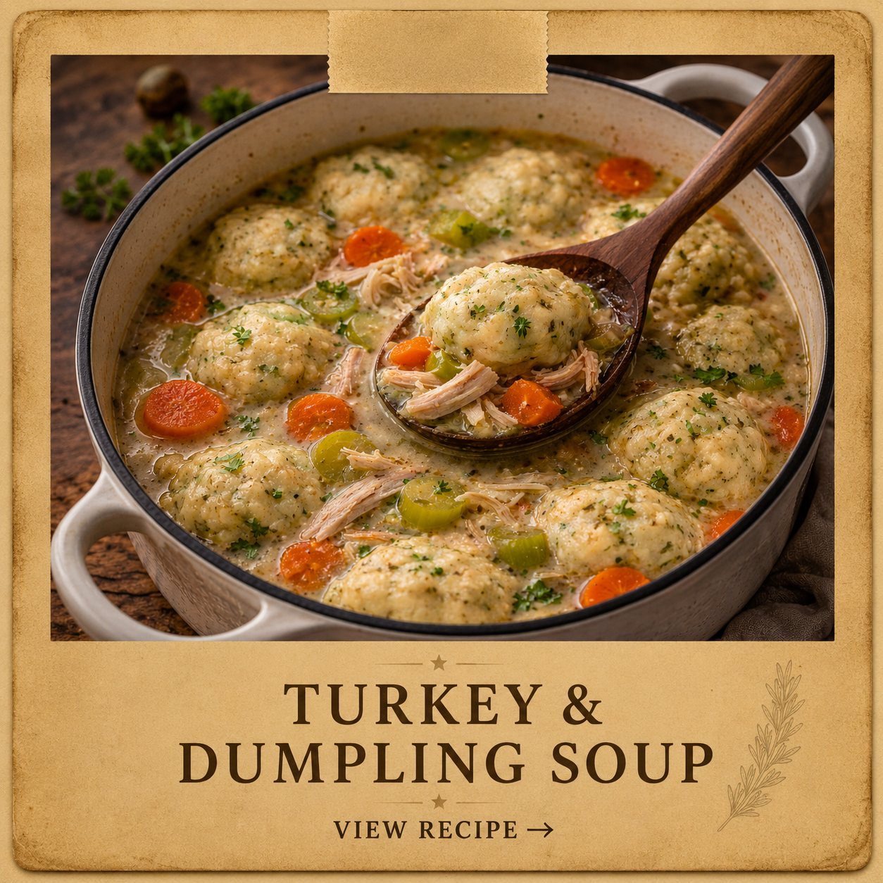       
  
     INGREDIENTS     6 cups cooked turkey (shredded or chopped)    1 tbsp butter or oil    1/2 onion, chopped    2 carrots, sliced    2 celery stalks, sliced    4 cloves garlic, minced    1–2 bay leaves    6 cups broth (turkey or chicken)  