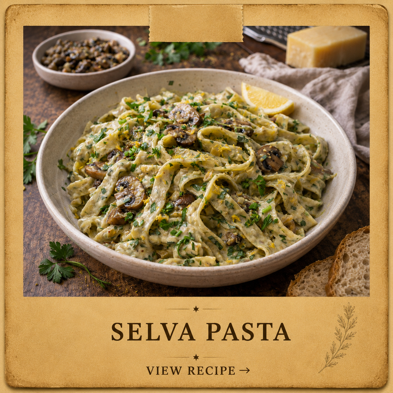       
  
     FOR THE PASTA DOUGH:     2 cups artisan flour    4 large eggs    1 tablespoon chopped fresh parsley    1 tablespoon chopped fresh chives    1 teaspoon finely chopped fresh dill    Zest of half a lemon    Pinch of salt     1/2 tsp olive