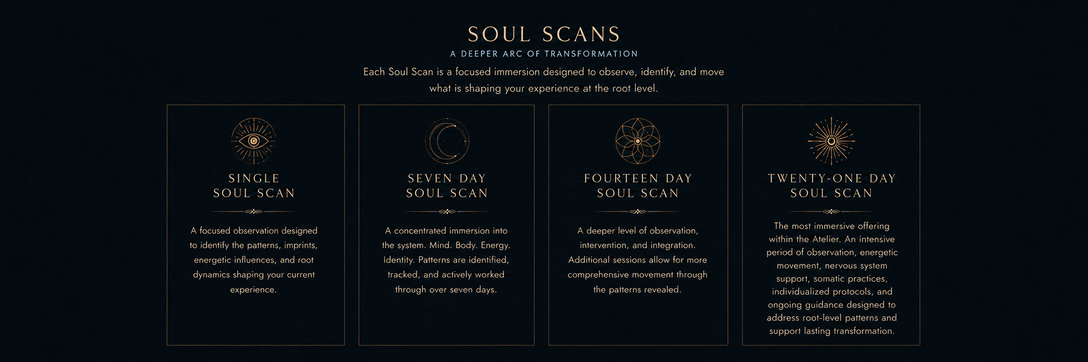 Soul Scans at DVN THEREPE™ representing applied observation, medical intuition, neuro somatic practice, and individualized guidance through the study of underlying patterns.