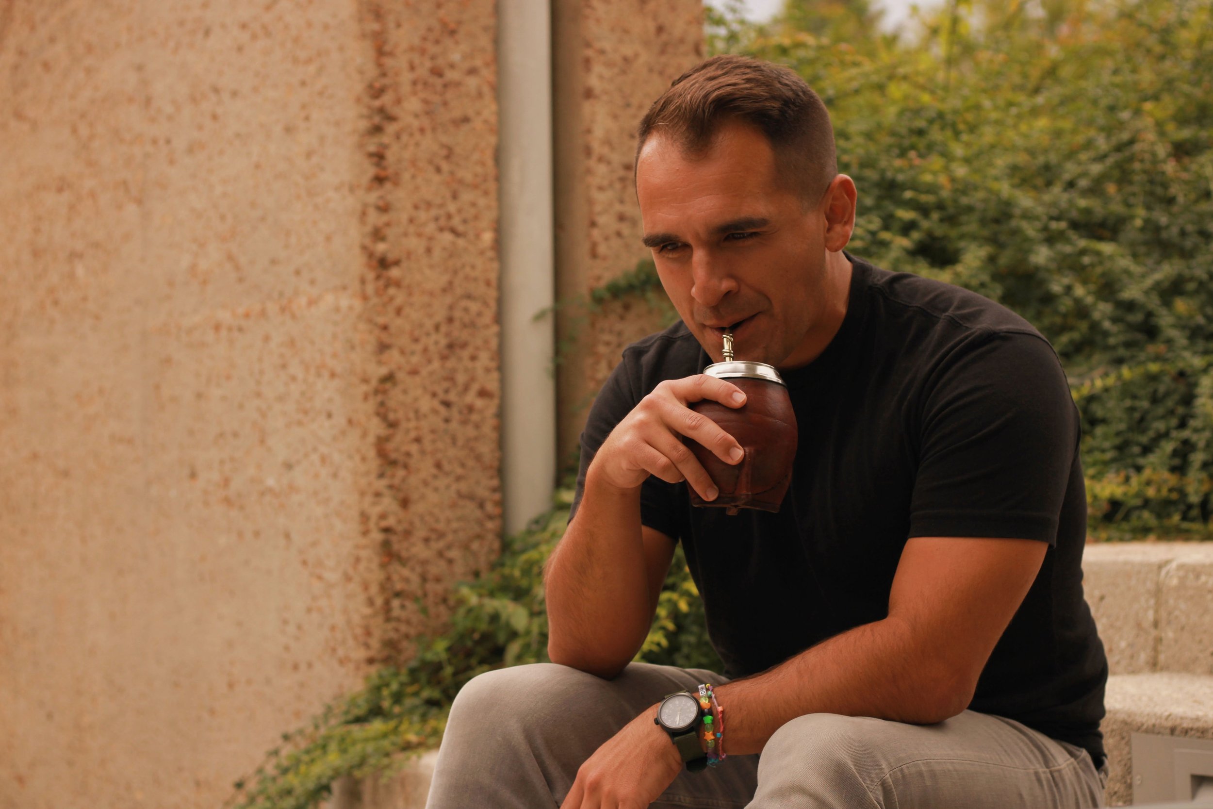 Brian drinking yerba mate