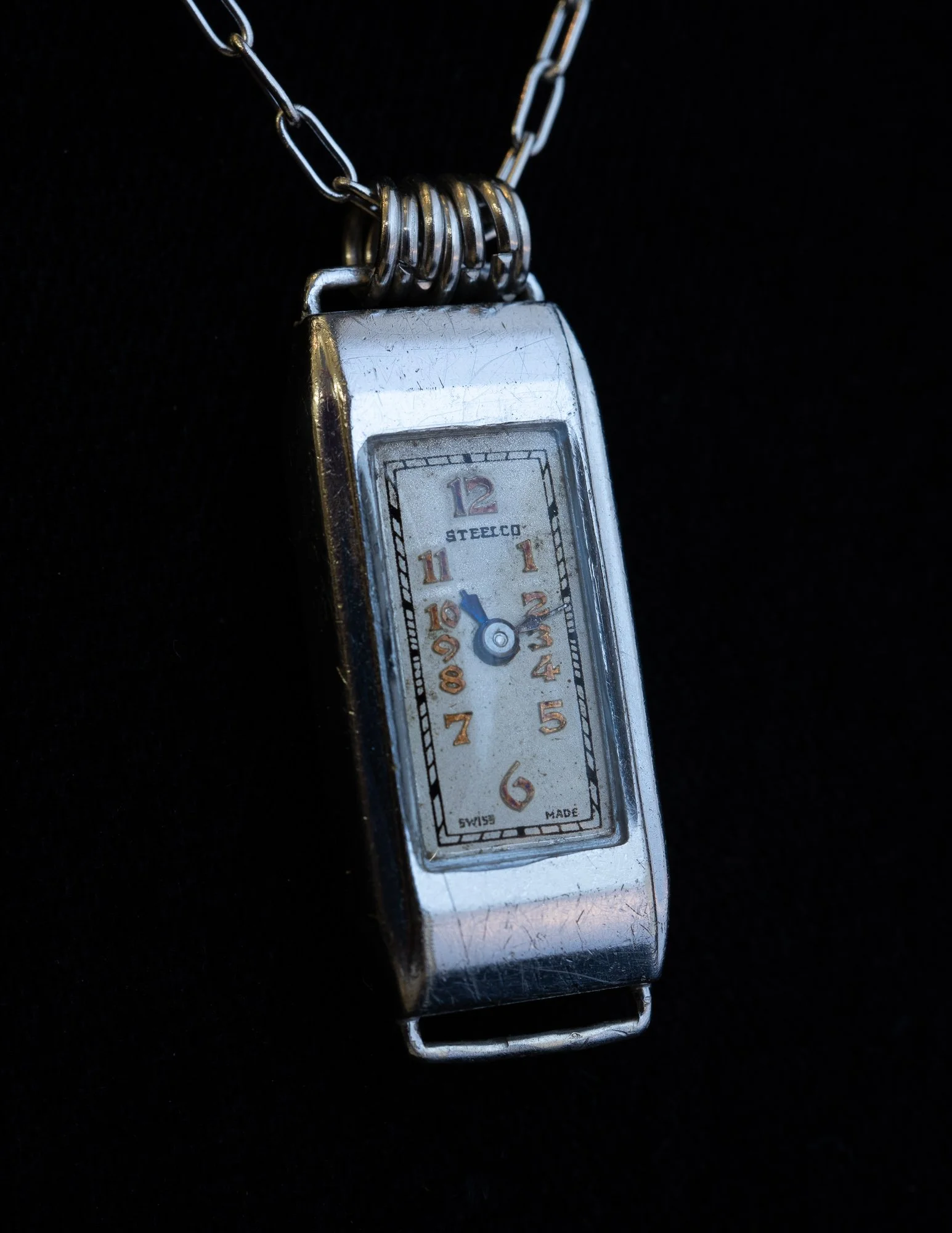Antique Rectangular Wristwatch Double-Sided Necklace