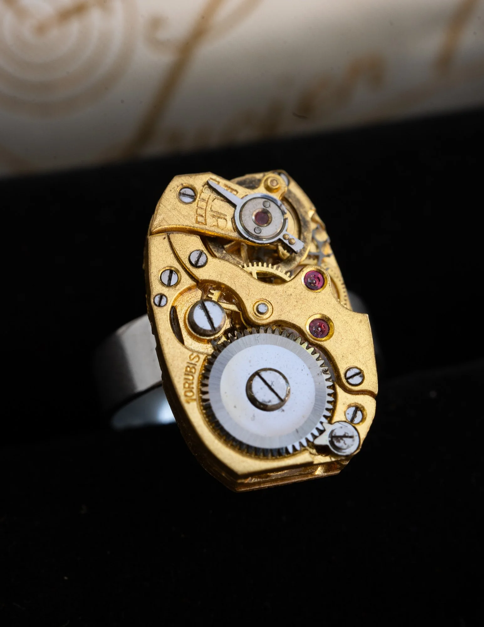 Antique Watch Stainless Steel Adjustable Ring