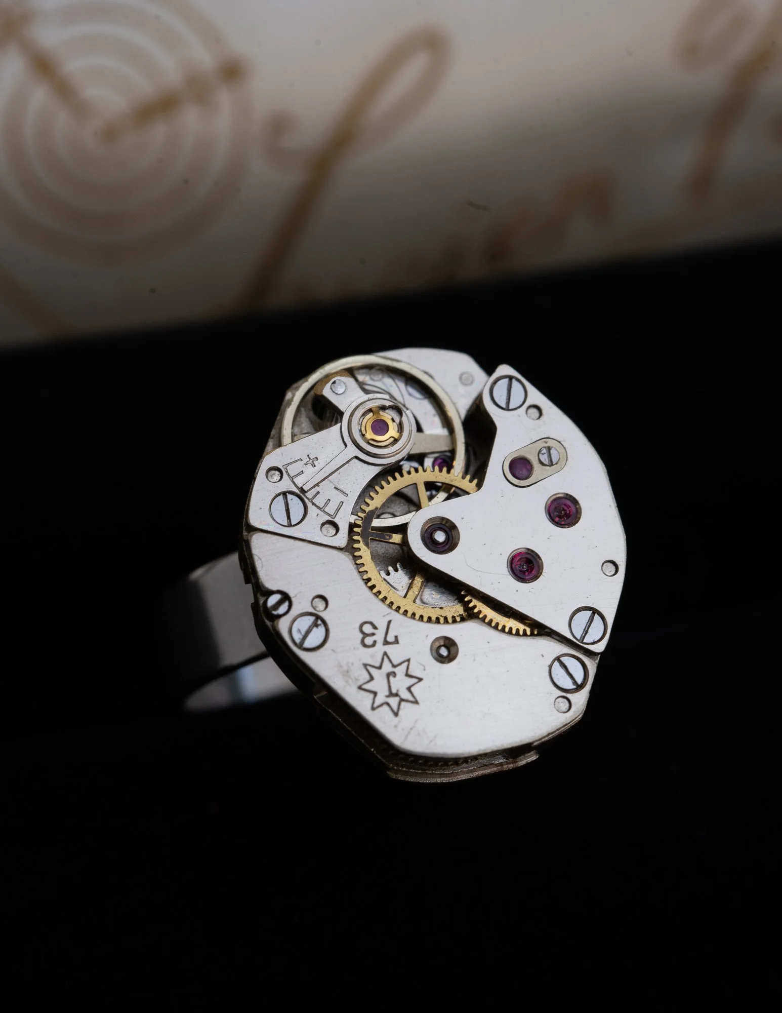 Antique Watch Stainless Steel Adjustable Ring