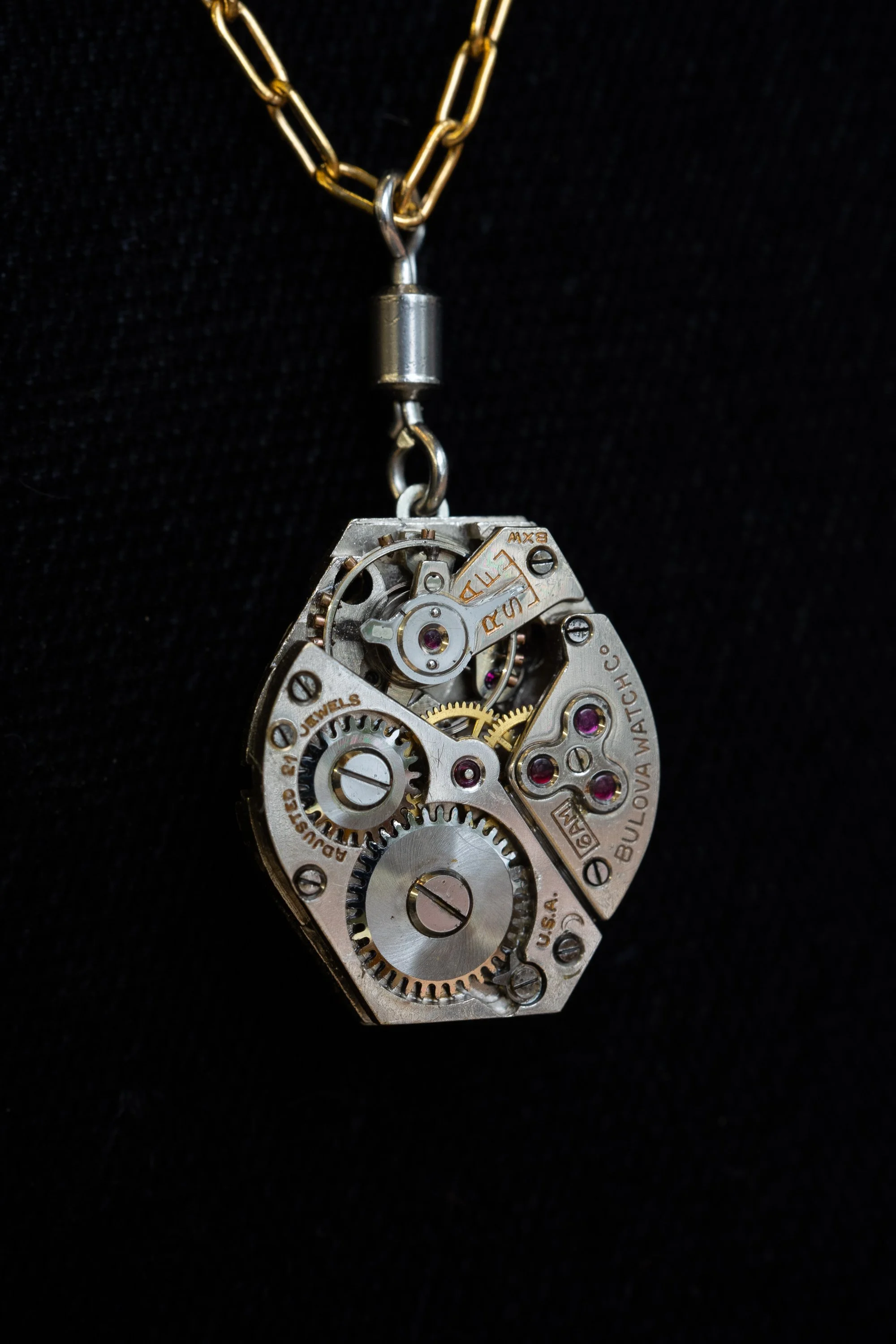 Antique Bulova Ladies Wristwatch Double-Sided Necklace