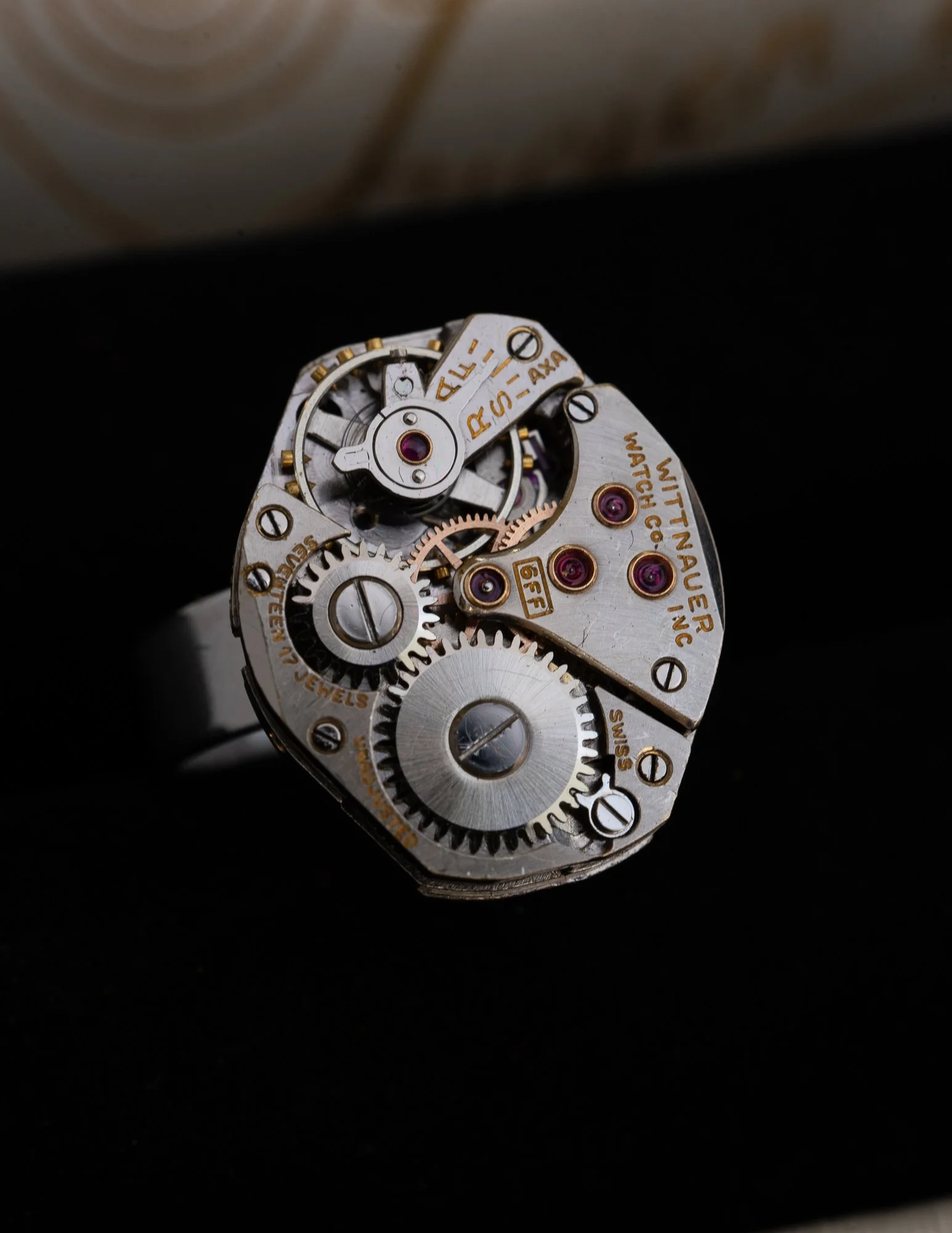 Wittnauer Antique Watch Stainless Steel Adjustable Ring