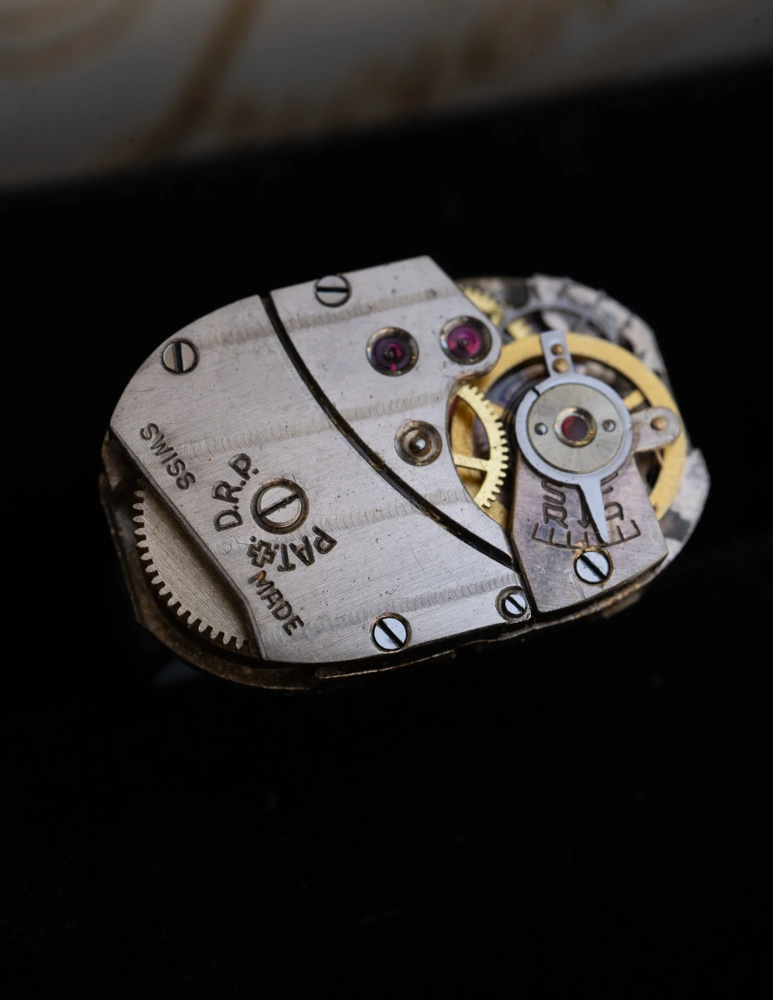 Rectangular Horizontal Antique Watch Stainless Steel Adjustable Ring