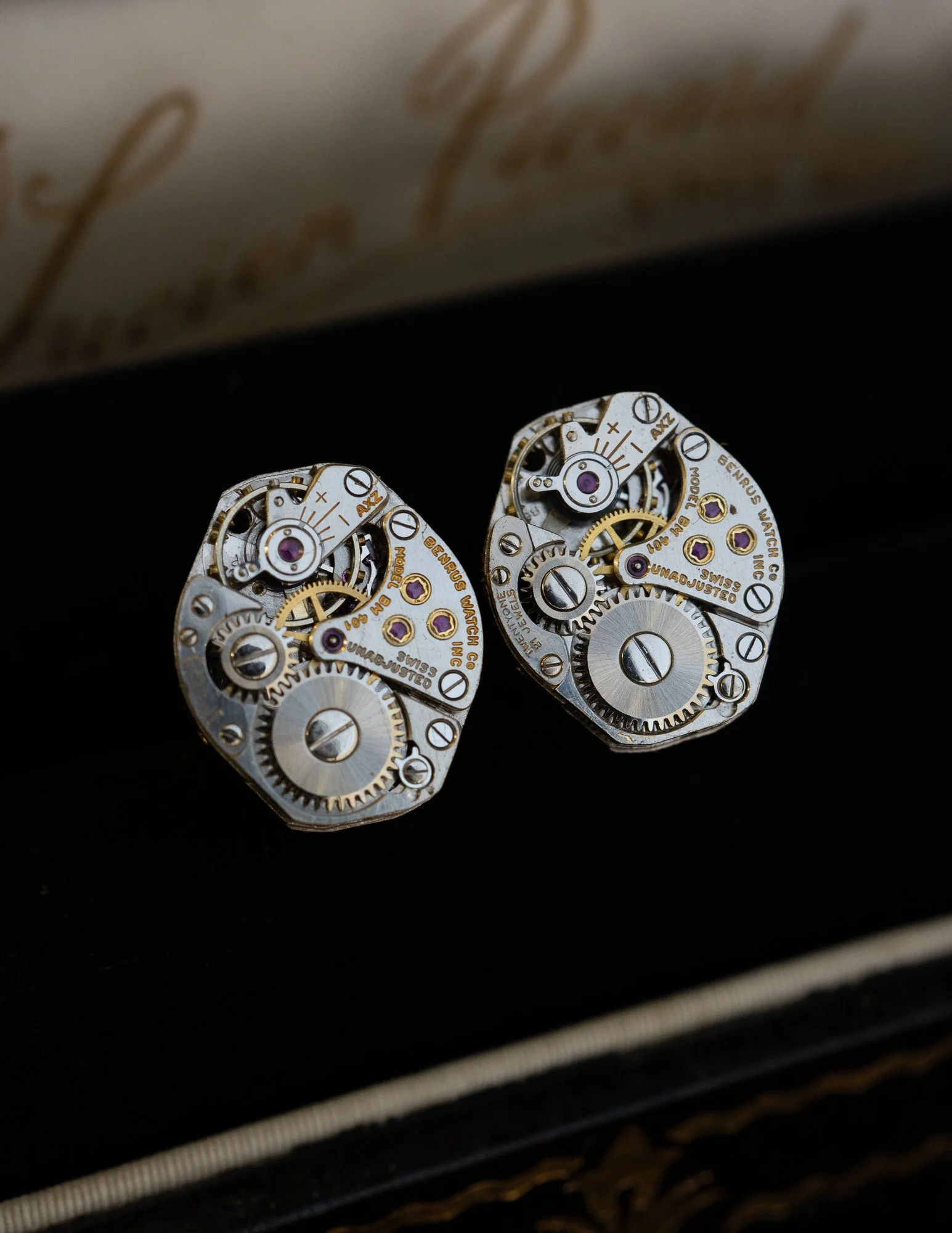 Antique Benrus Wristwatch Stainless Steel Cufflinks