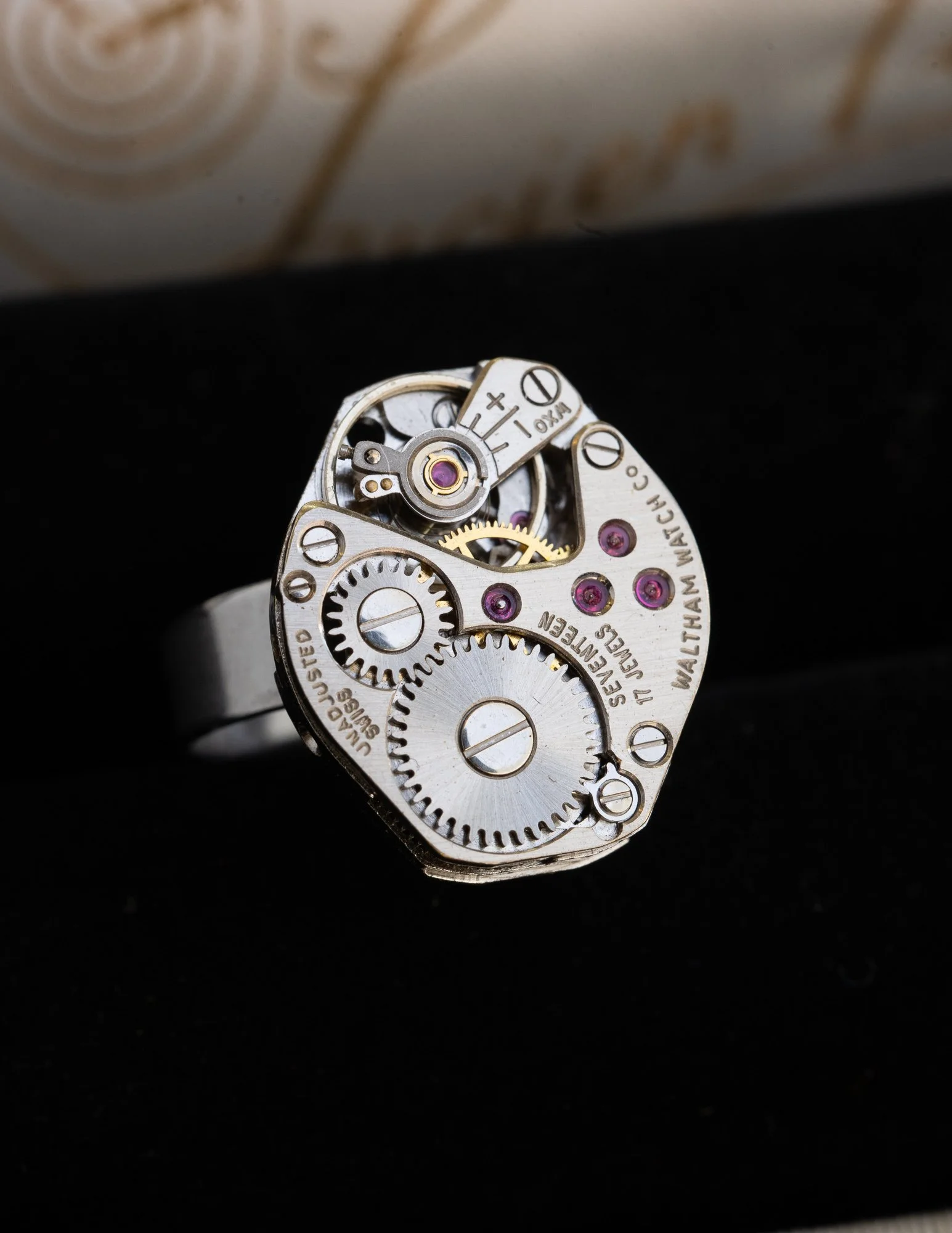 Waltham Antique Watch Stainless Steel Adjustable Ring