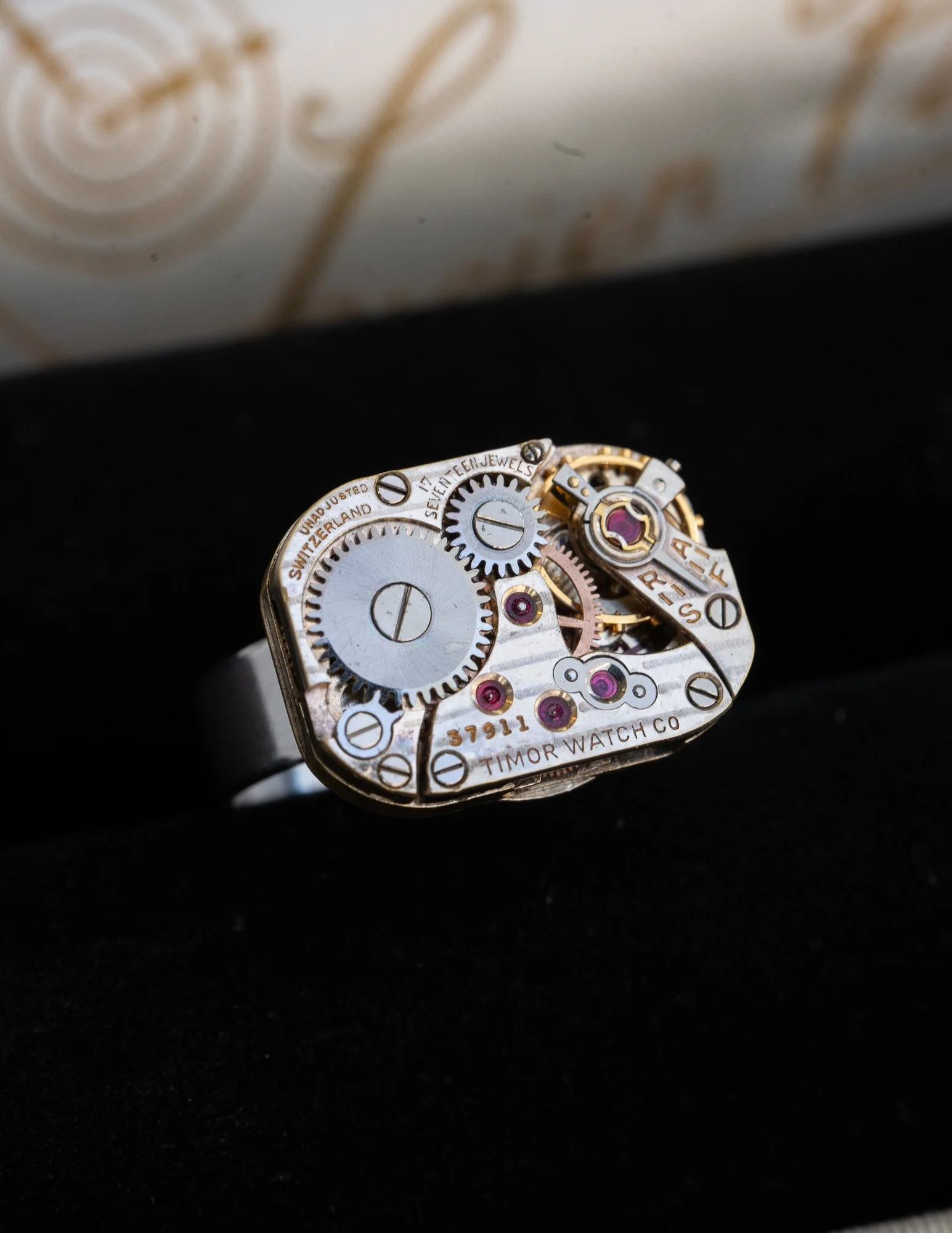 Antique Watch Stainless Steel Adjustable Ring