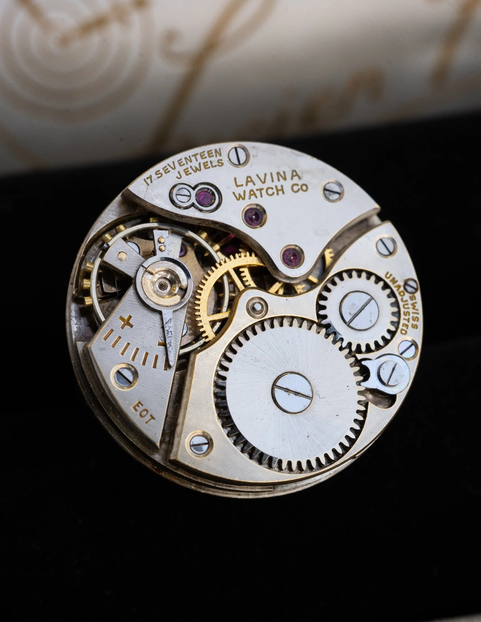 Large Circular Antique Watch Stainless Steel Adjustable Ring