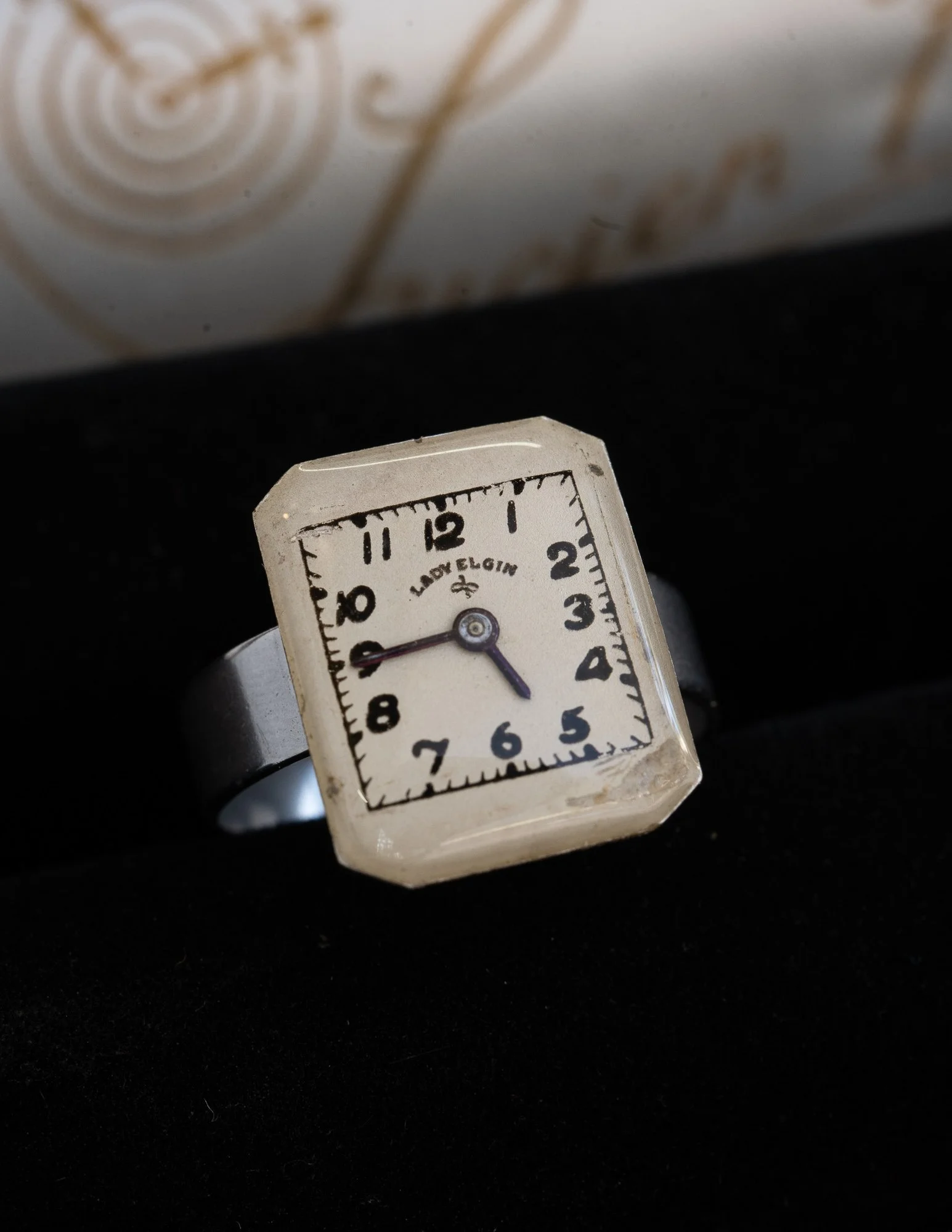 Elgin Antique Watch Dial Stainless Steel Adjustable Ring