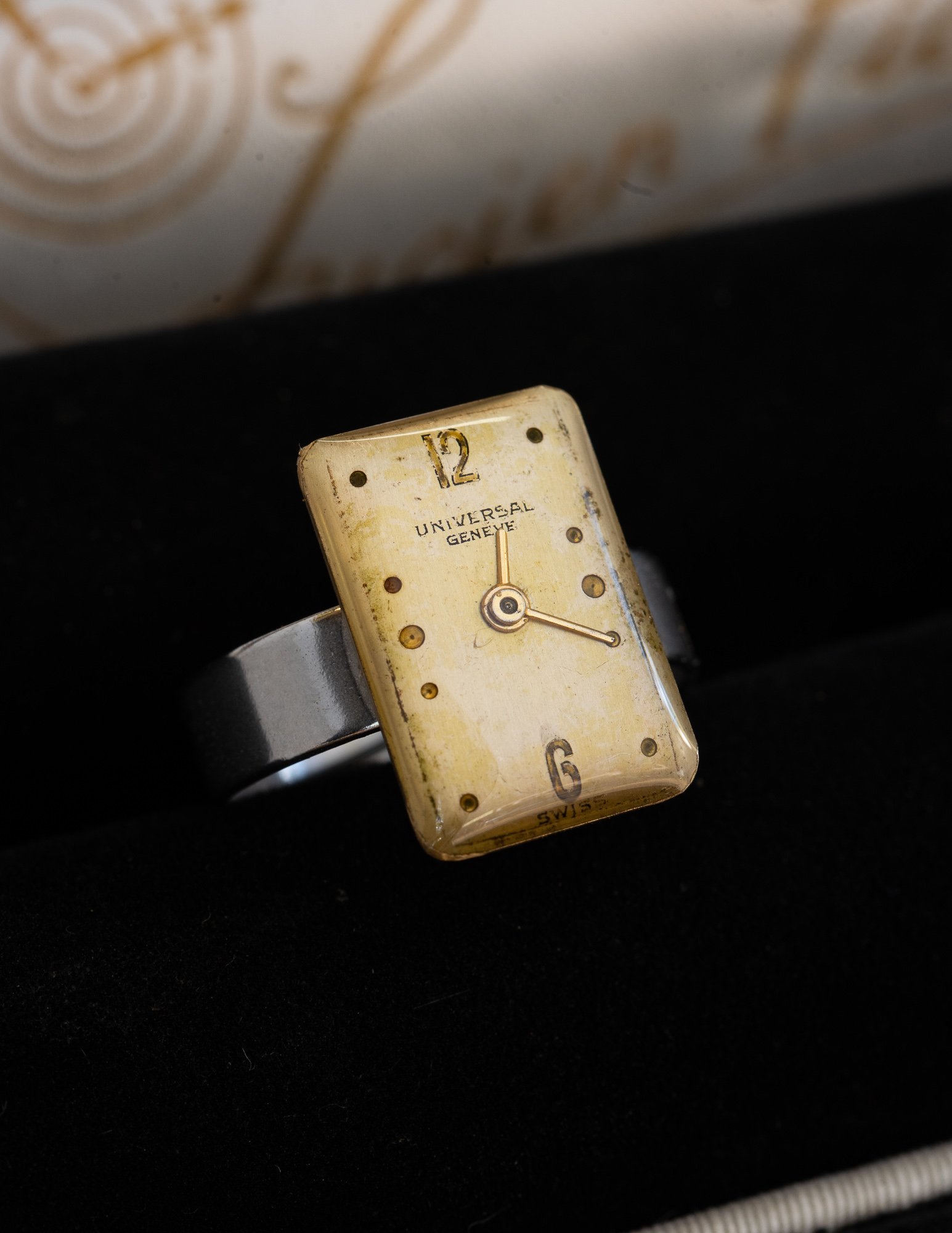 Antique Watch Dial Stainless Steel Adjustable Ring