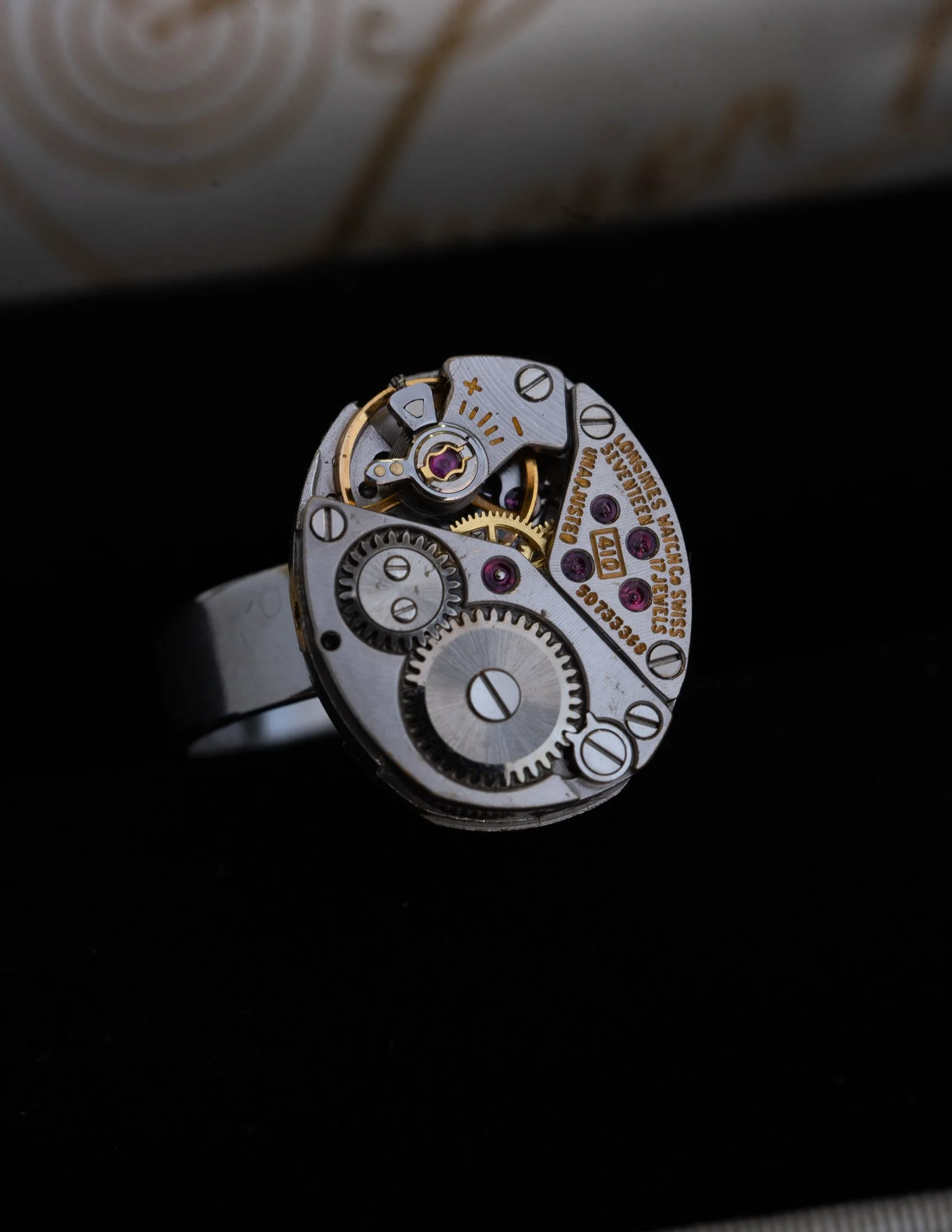 Longines Tiny Antique Watch Stainless Steel Adjustable Ring