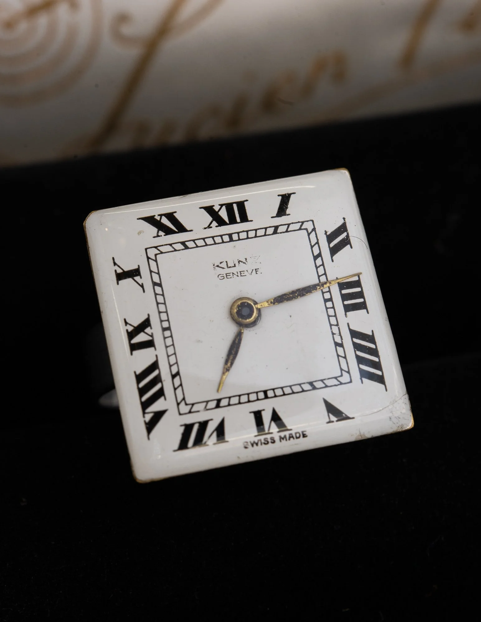 Large Square Antique Watch Dial Stainless Steel Adjustable Ring